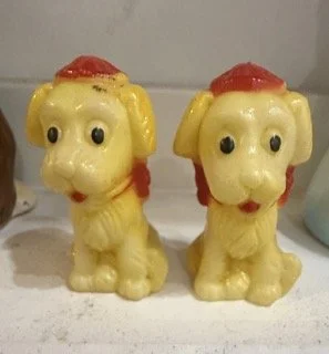 Vintage Ceramic Hand Painted Salt Pepper Shakers Japan Figural Animals Dog