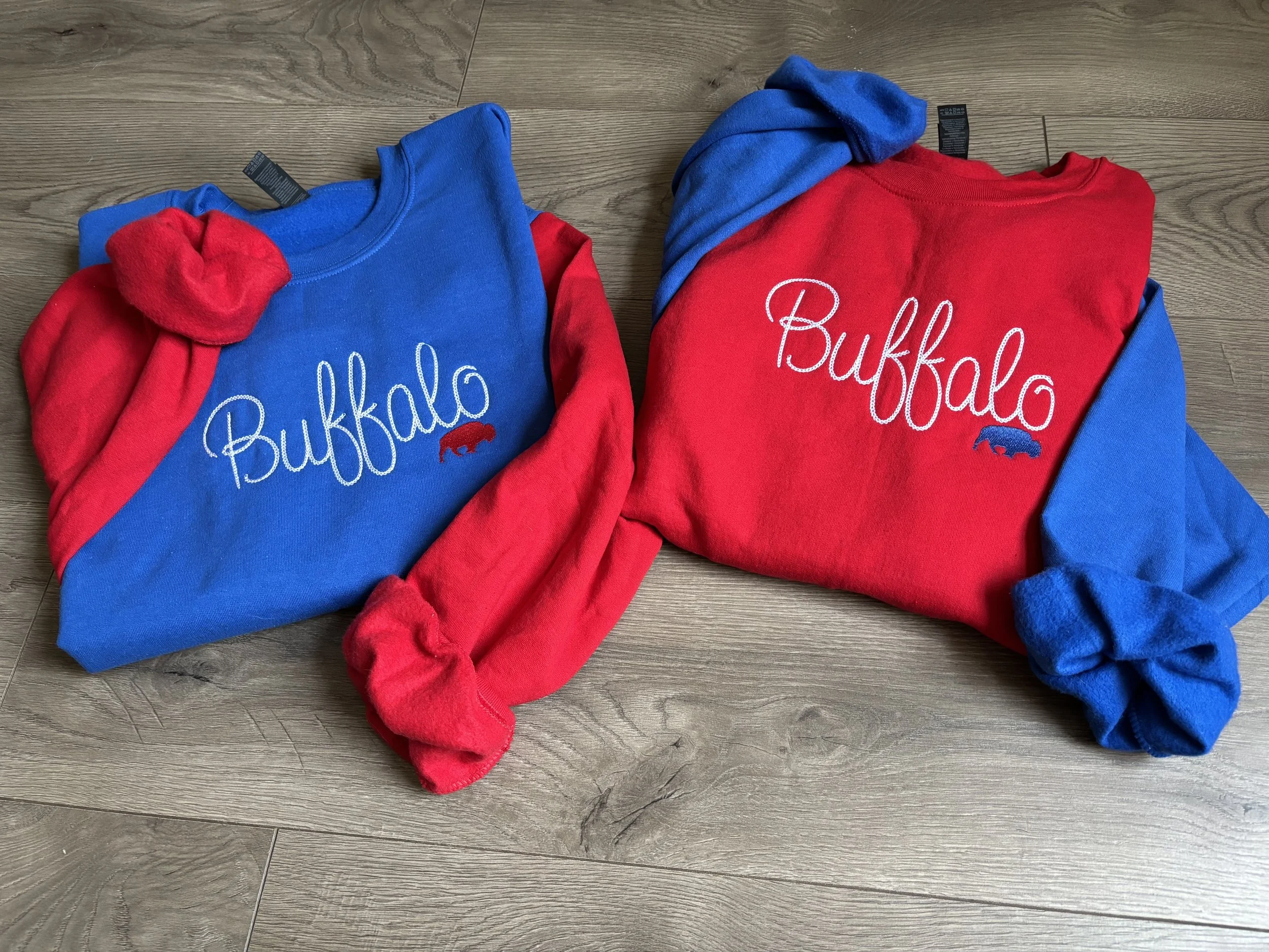Red/Blue Color Block Crewneck