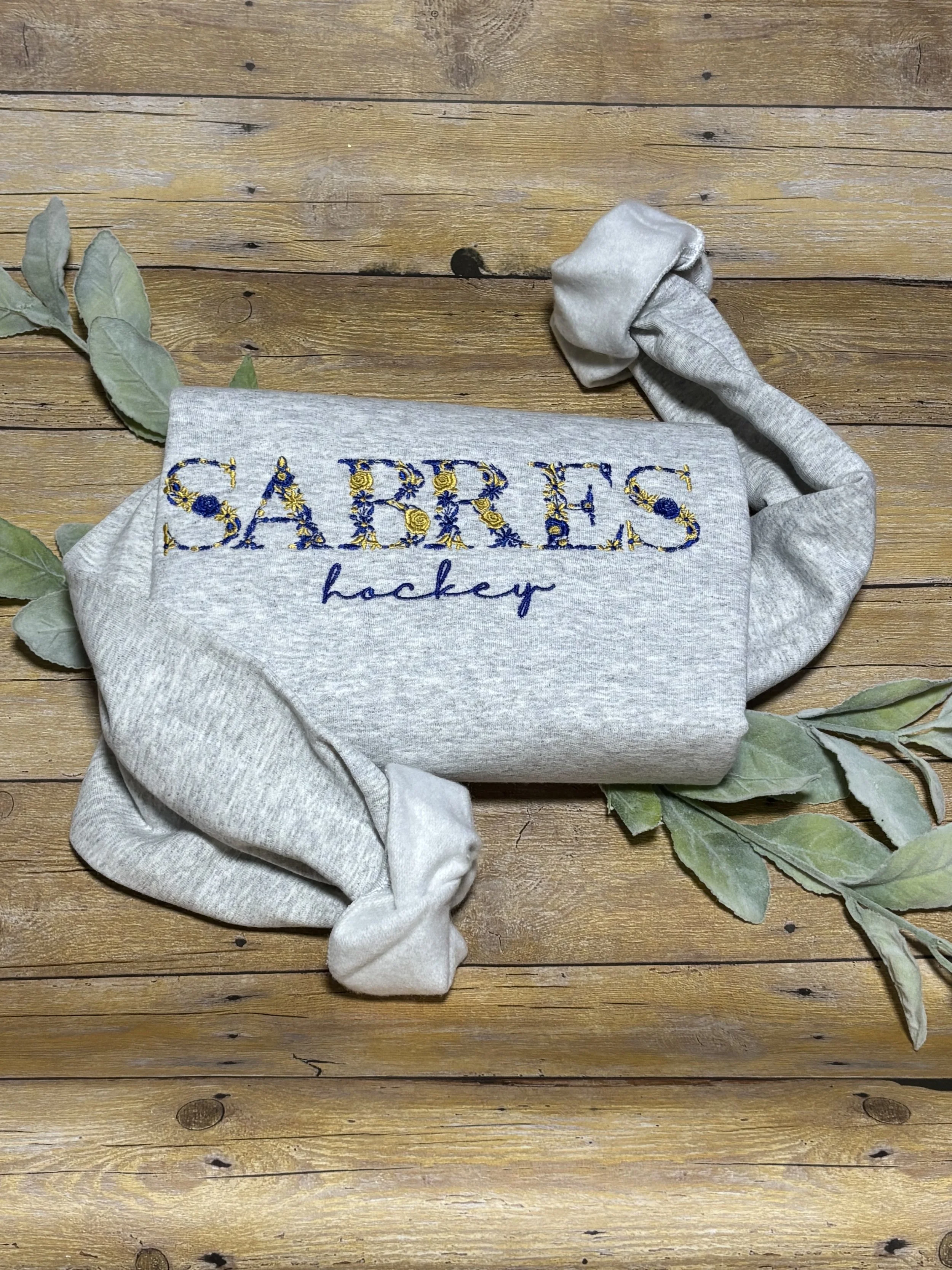 Blue and Gold Floral Sabres Crewneck