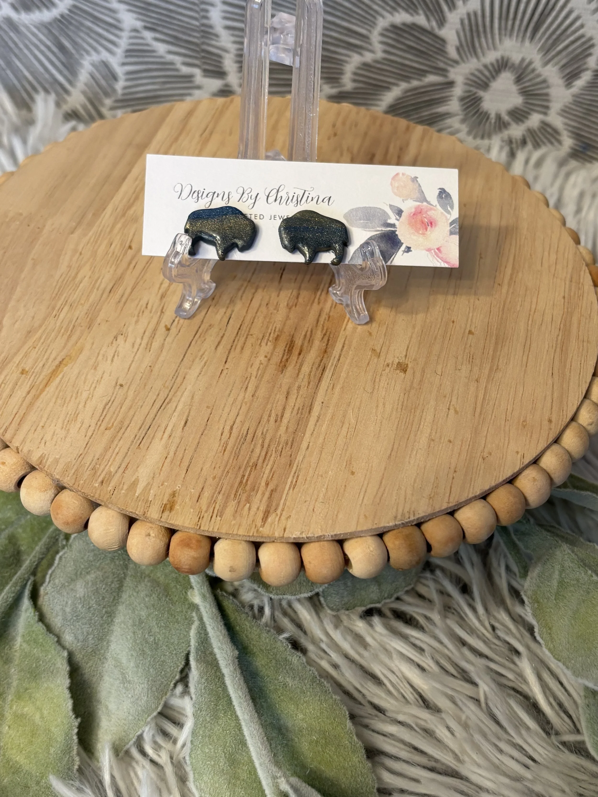 Blue and Gold Buffalo earrings