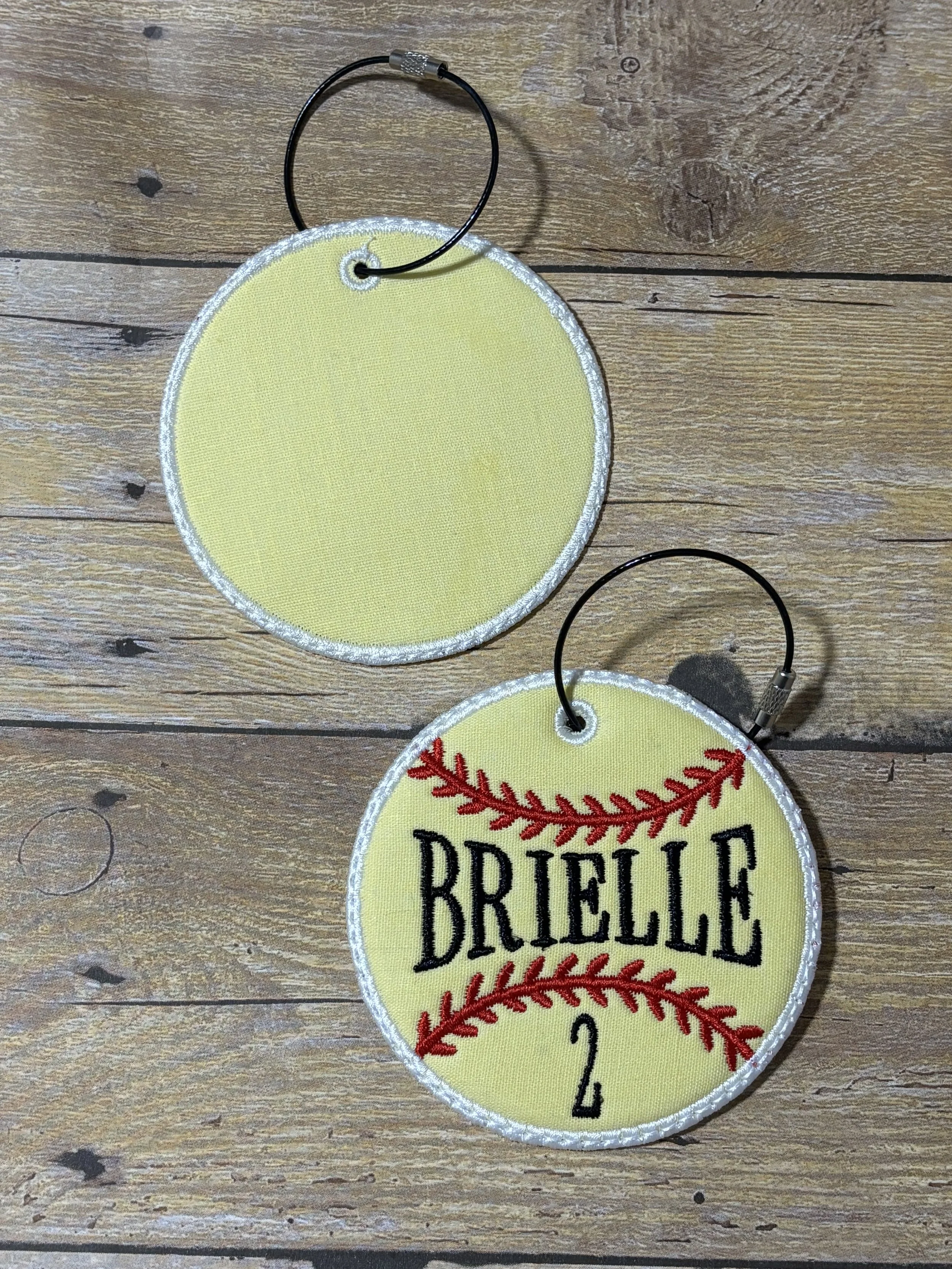 Personalized Embroidered Softball Bag Tag