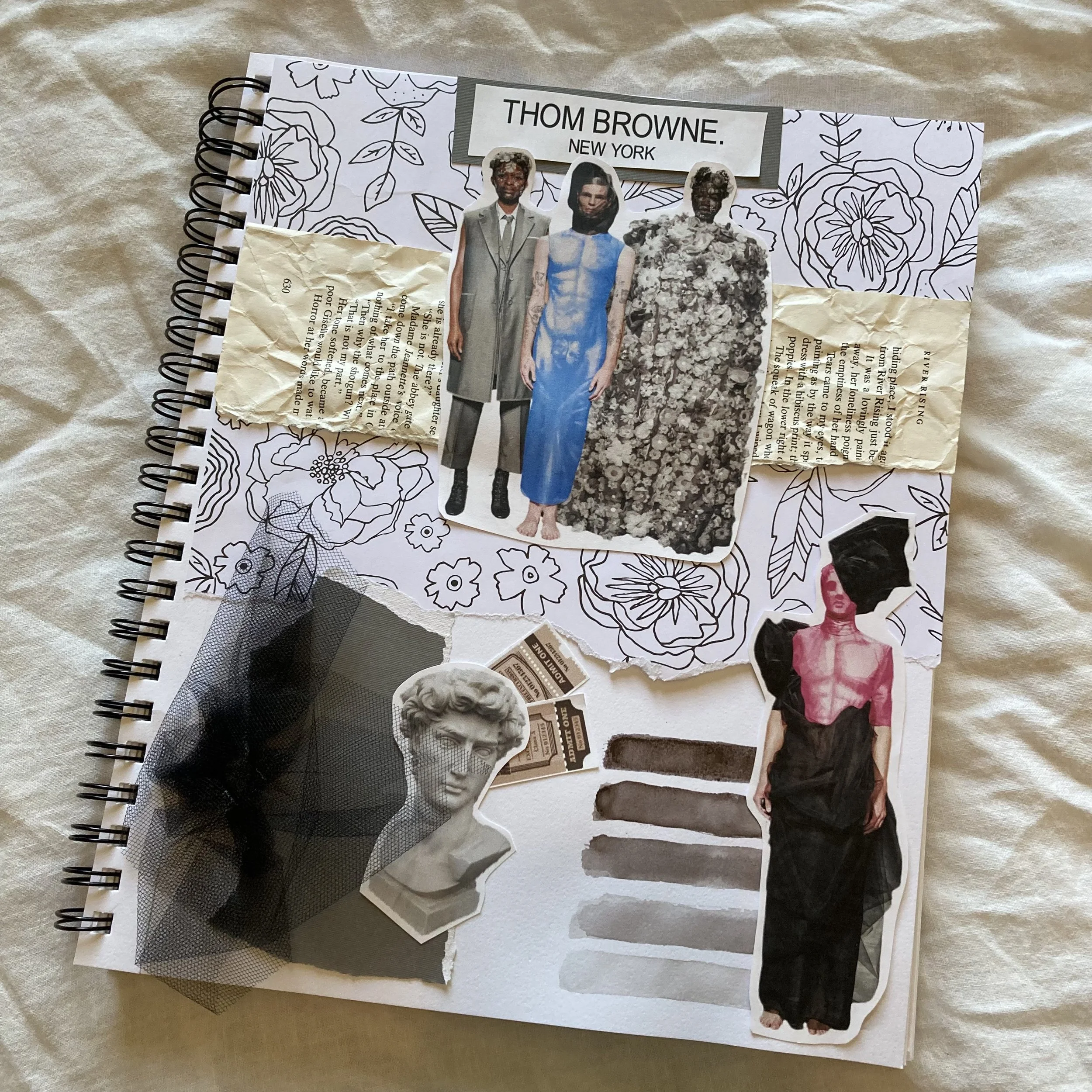 Scrapbook page of a Thom Browne fashion show