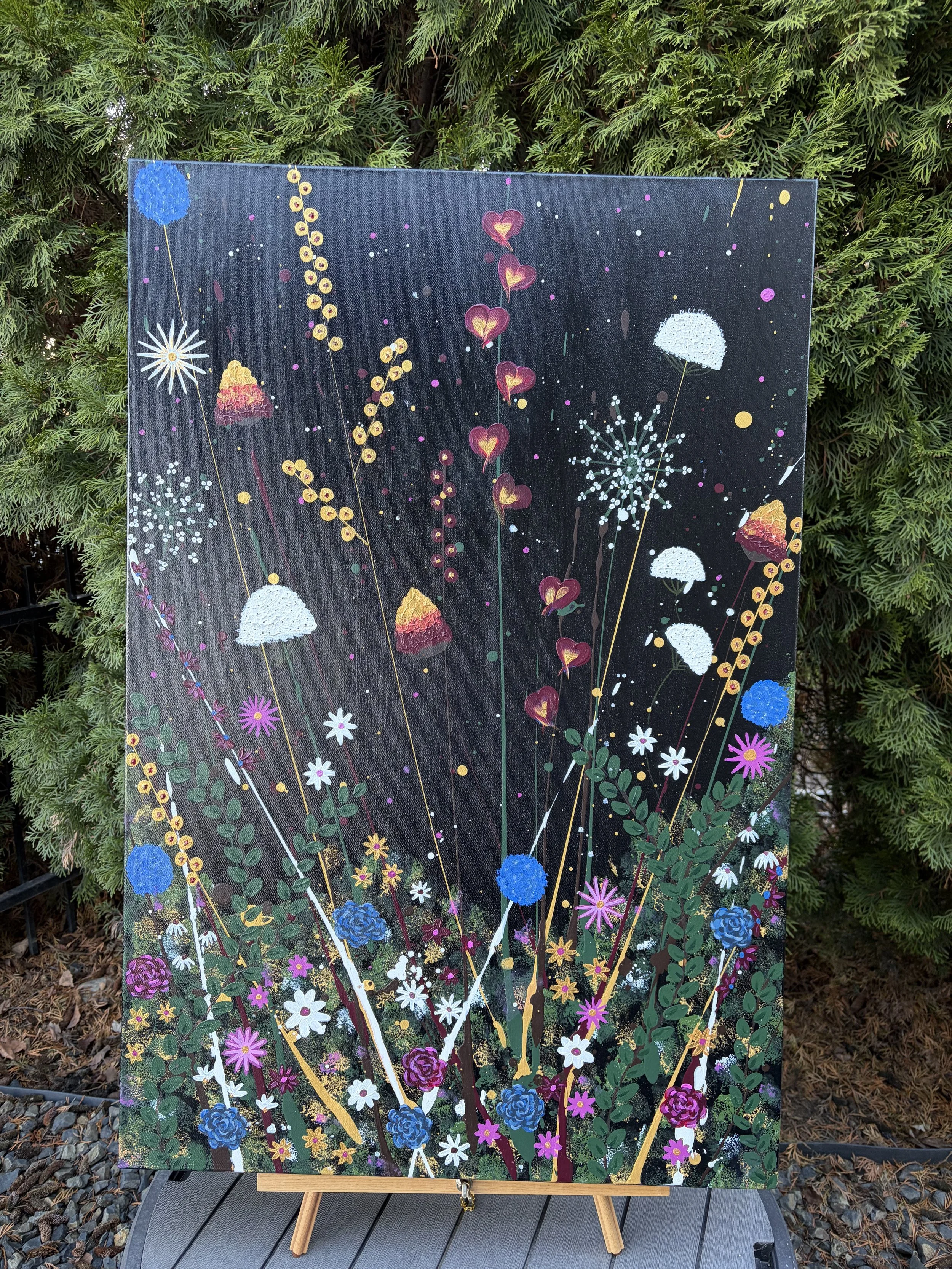 Contemporary original bold floral painting for wall