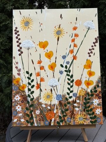 Modern Floral Elegance Art Piece