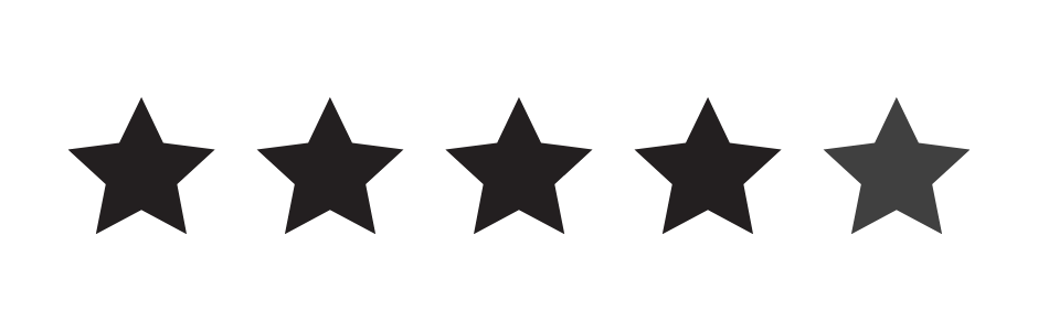 Five black or dark gray stars aligned in a row with the words 'Rating' above each star.