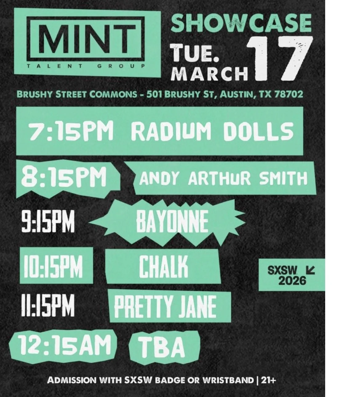 Mint Talent Group Showcase: Radium Dolls, Andy Arthur Smith, Bayonne & More (OFFICIAL)