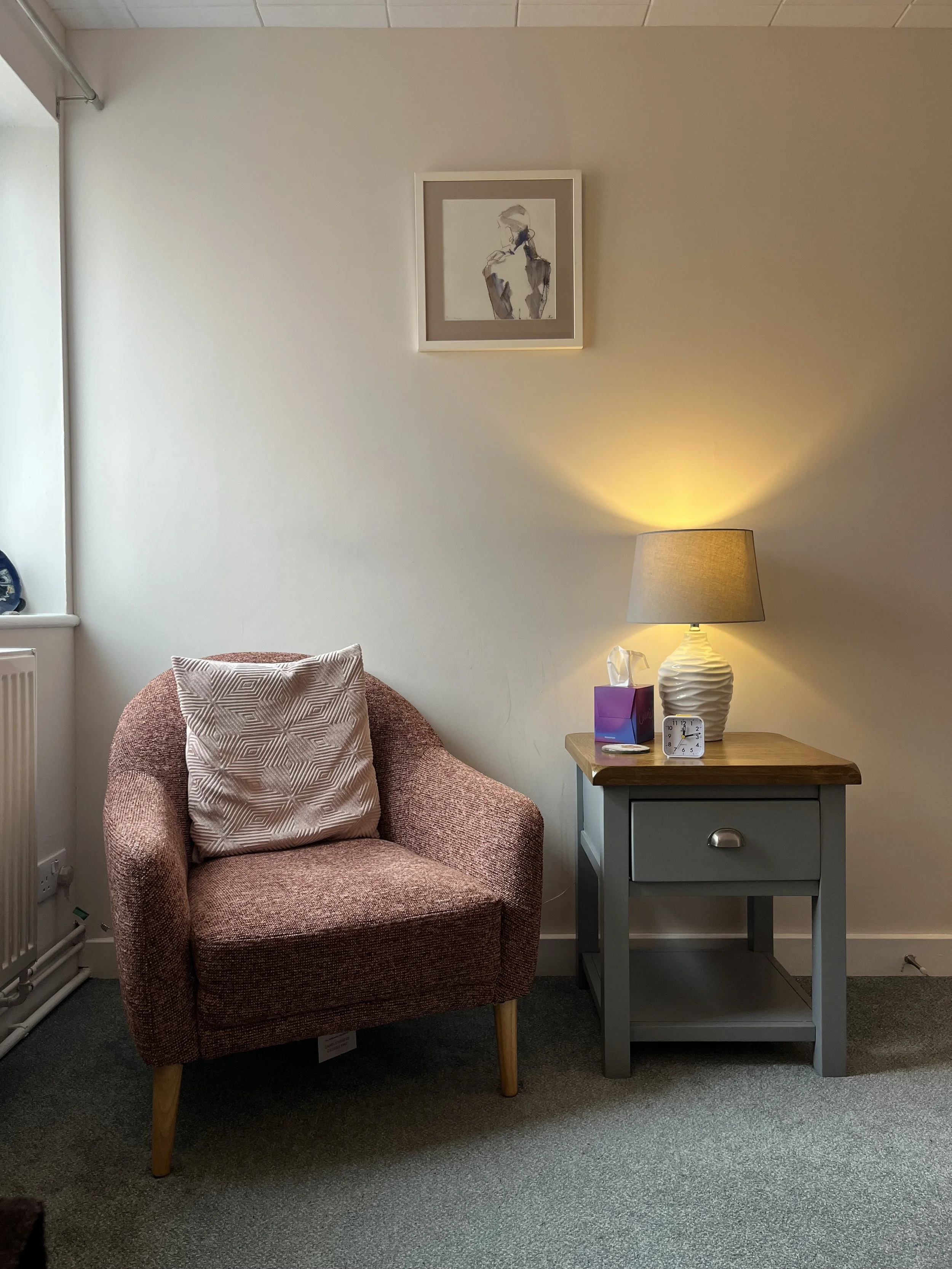 Our counselling room in Banbury Therapy Centre