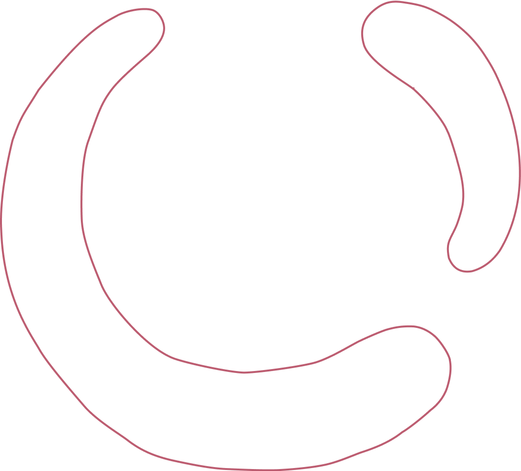 Ein schwarzer Hintergrund mit einer pinken, leichten, geschwungenen Linie in Form eines großen, offenen Buchstabens C.