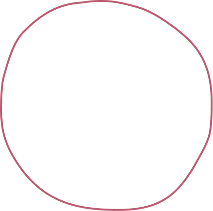 Ein schwarzer Kreis mit einer dünnen rosa unregelmäßigen Linie umrandet.