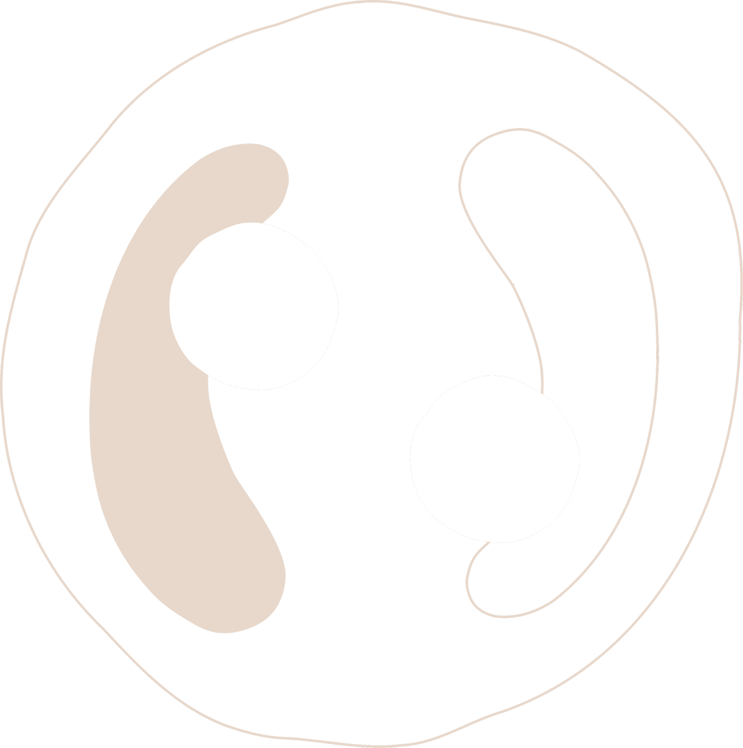 Abstraktes schwarzes und beige farbiges Design mit weißen Kreisen und geschwungenen Linien