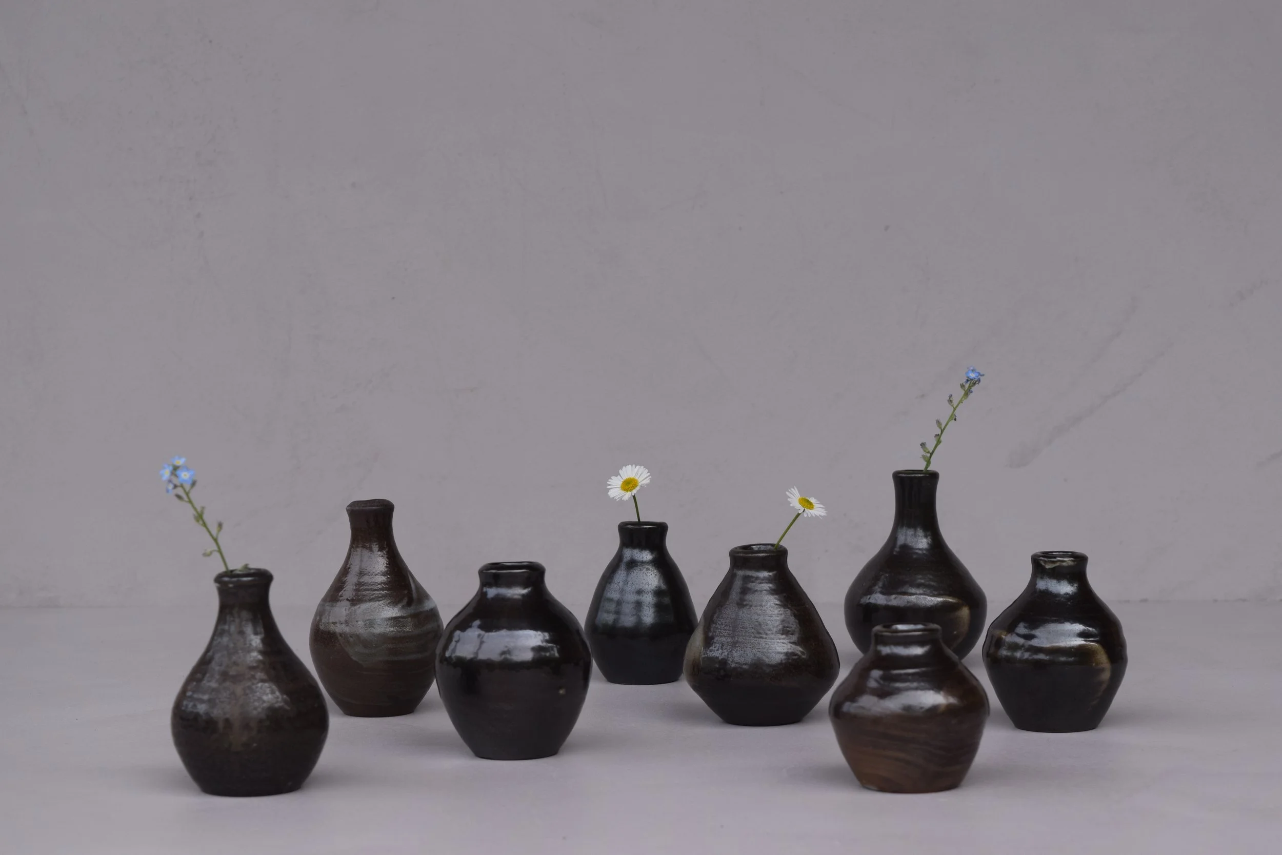 Deep Brown Salt Fired Bud Vase