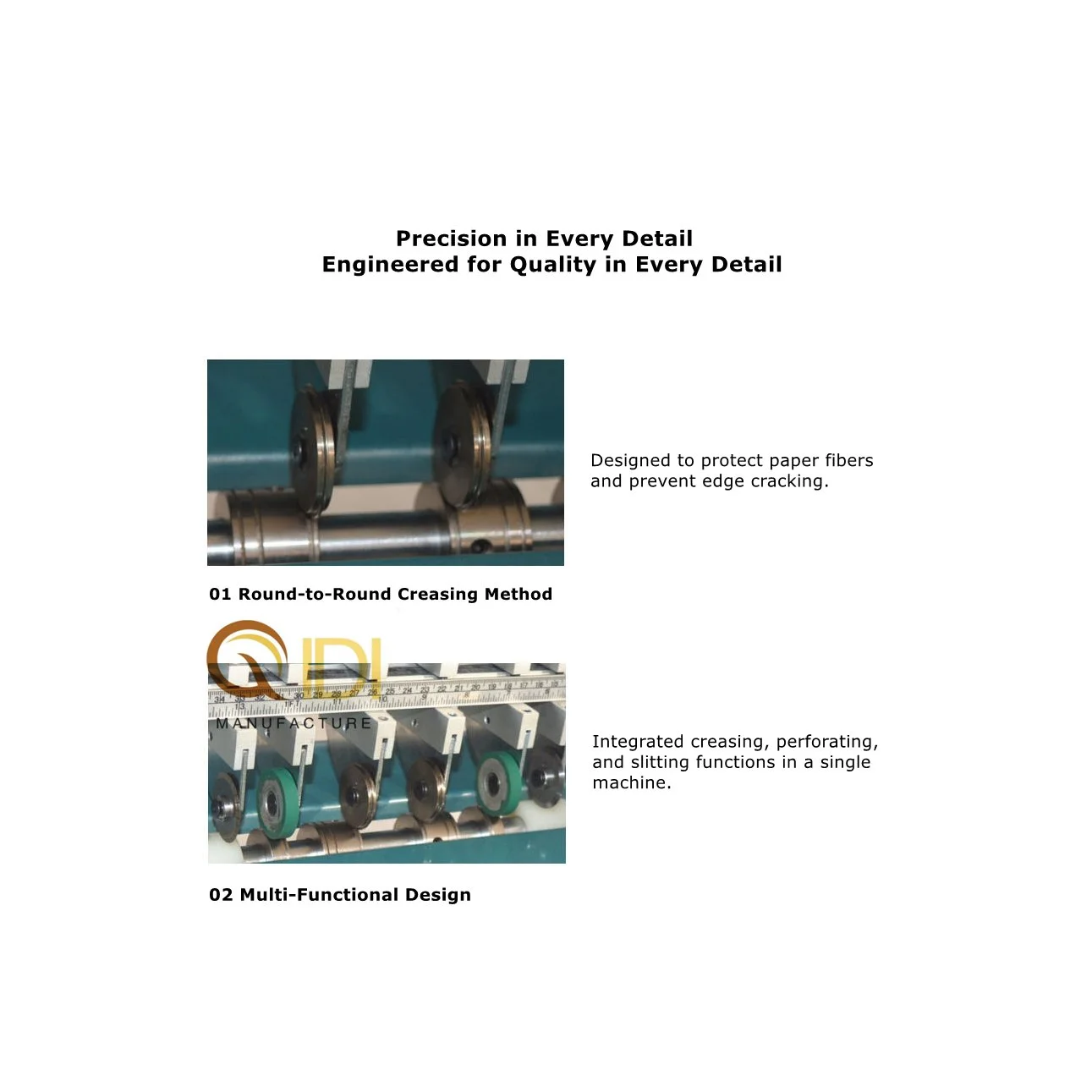 Creasing perforating slitting machine for paper