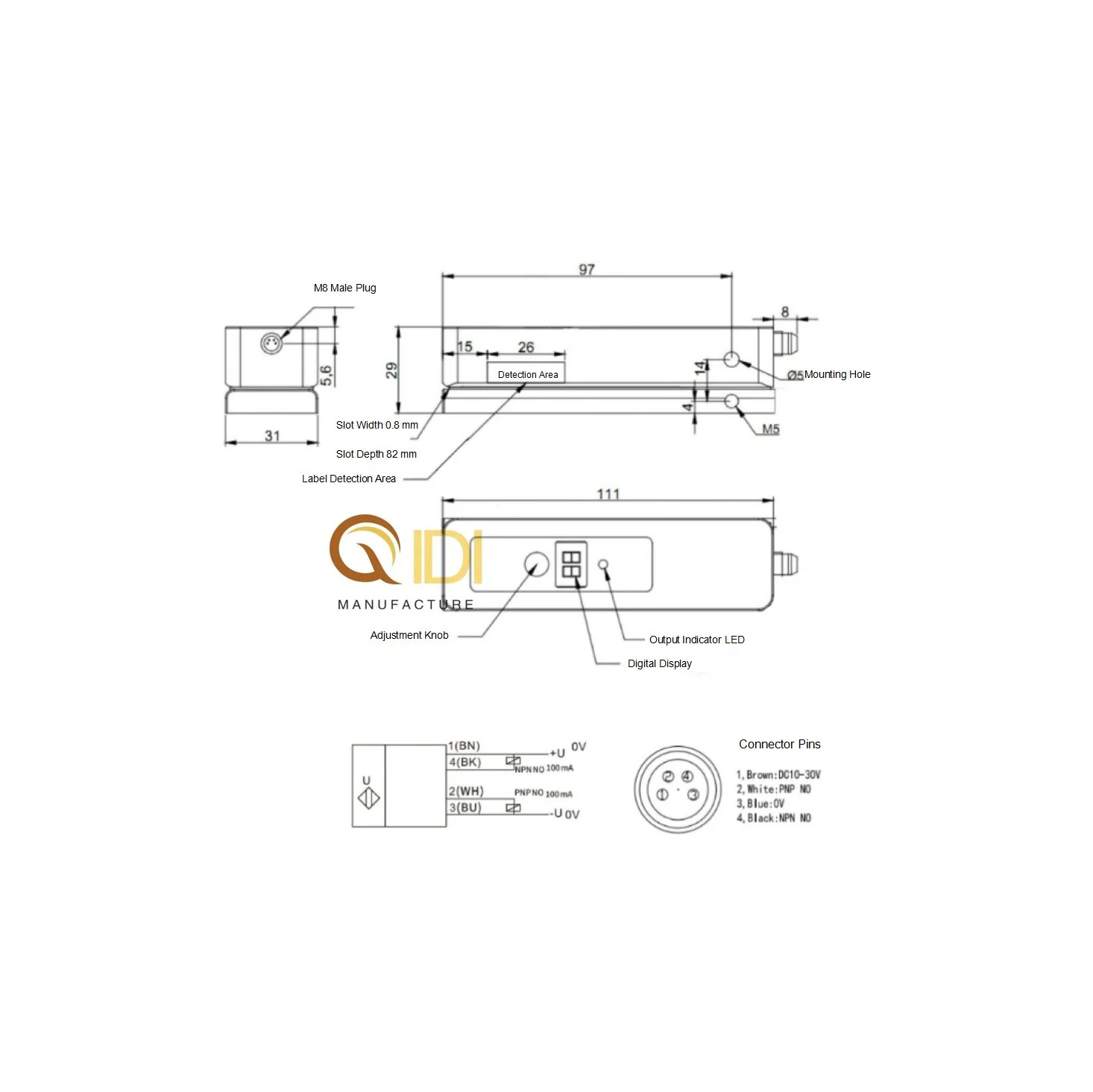 Label detection sensor for foil transparent paper pvc labels