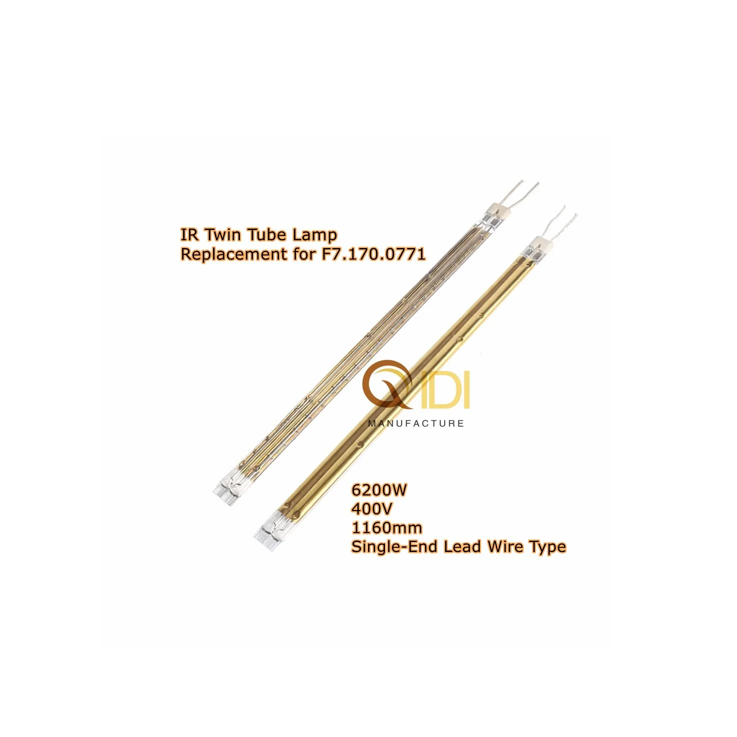 F7.170.0771 IR Twin Tube Drying Lamp 400V 6200W 1160mm for XL105 XL106 CD102 Offset Printing Presses