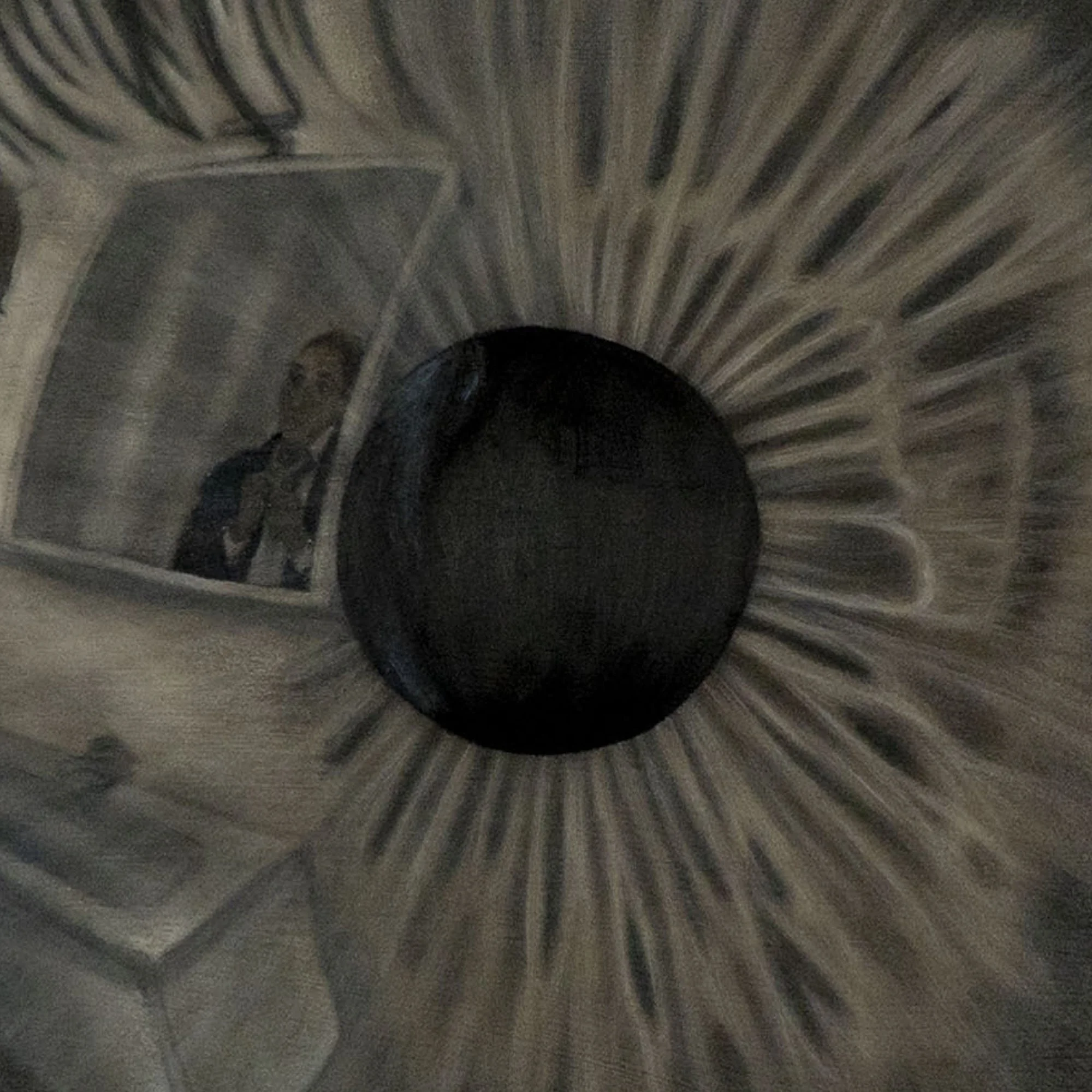 Dettaglio dell'iride dell'occhio nel quadro "Il mio bravo ragazzo" dell'artista contemporaneo italiano Manuel Capaccioli.