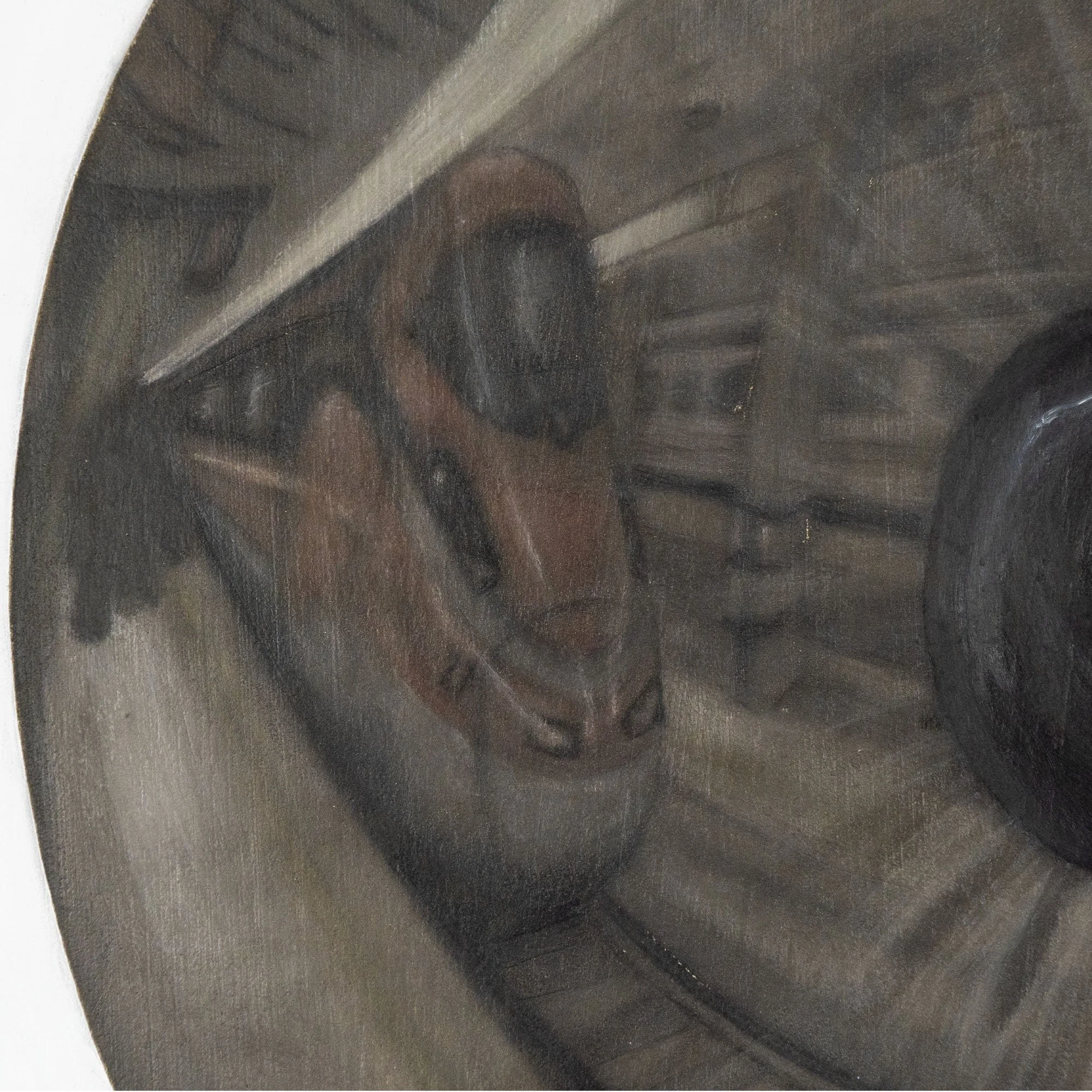 Zoom sul treno nel quadro "Lingua lunga" dipinto dall'artista Manuel Capaccioli.