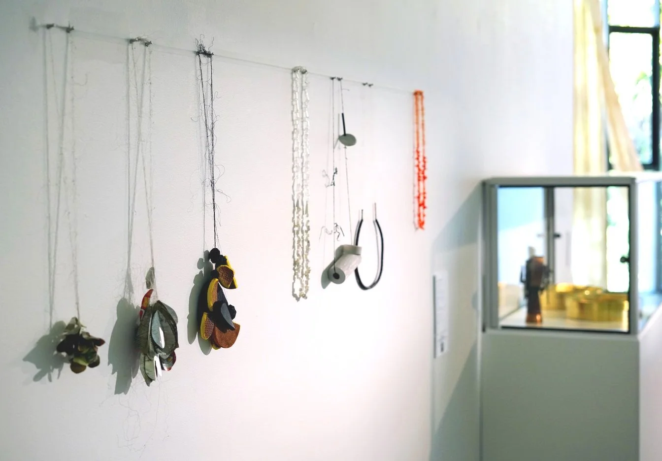 Pennie Jagiello, 'Expended heirlooms' 2015, hand cut and etched discarded aluminium, paint, deconstructed rope. Installation view.