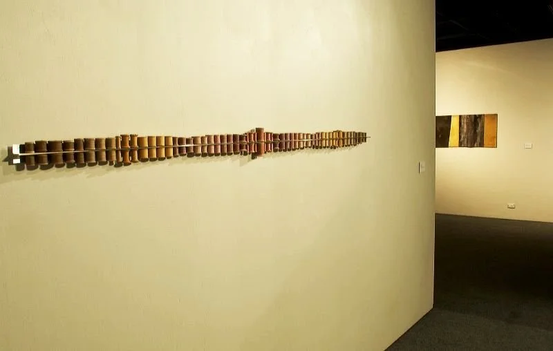 Holly Story, 'Horizon' 2003. Cotton reels, plant dyes, silk thread, aluminium.
