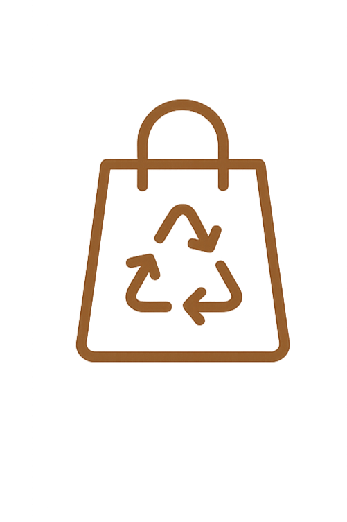 Brown shopping bag with recycling symbol
