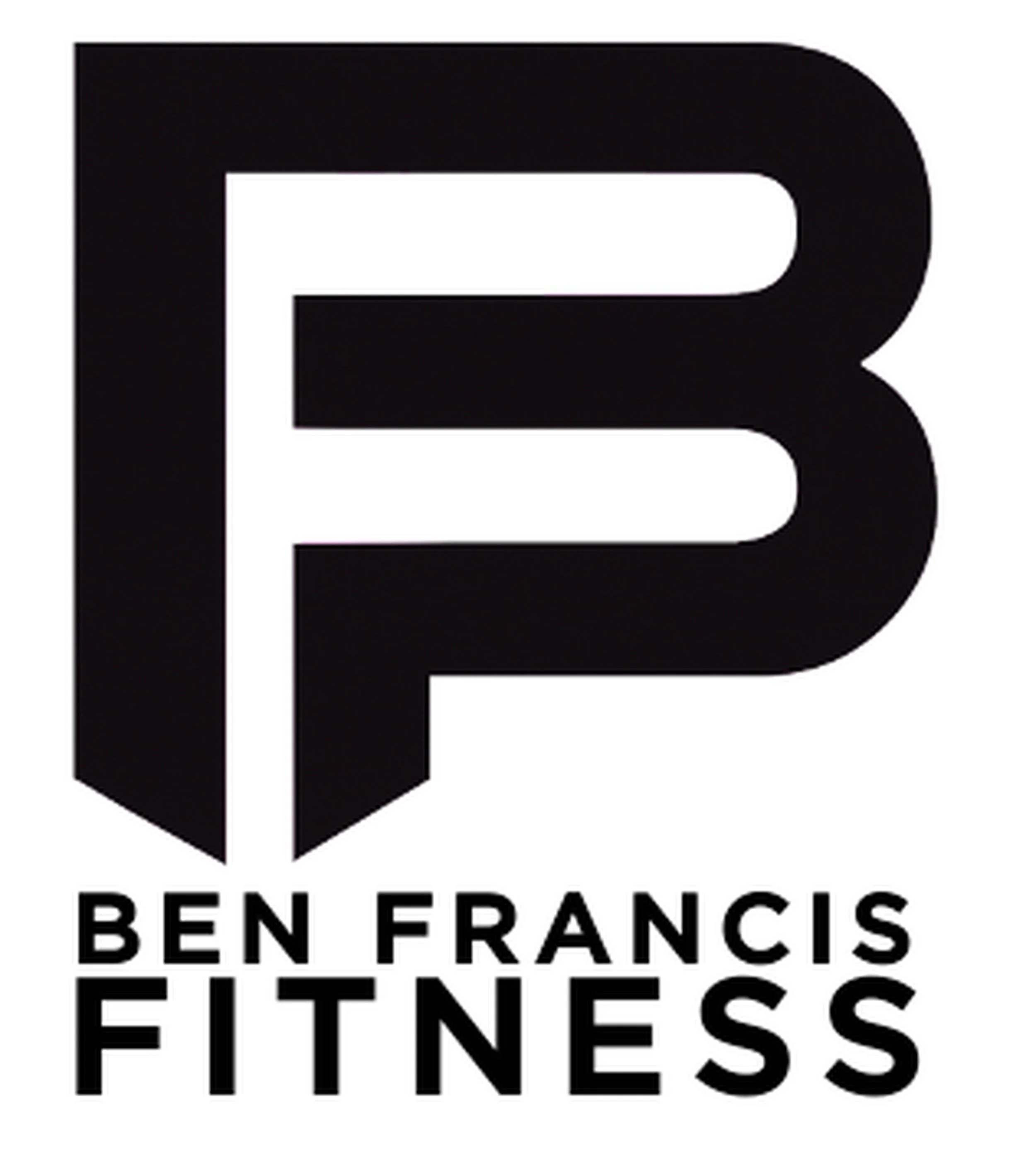 Logo of Ben Francis Fitness featuring a stylized letter 'B' combined with the letter 'F' in black and white, with the text 'Ben Francis Fitness' below.