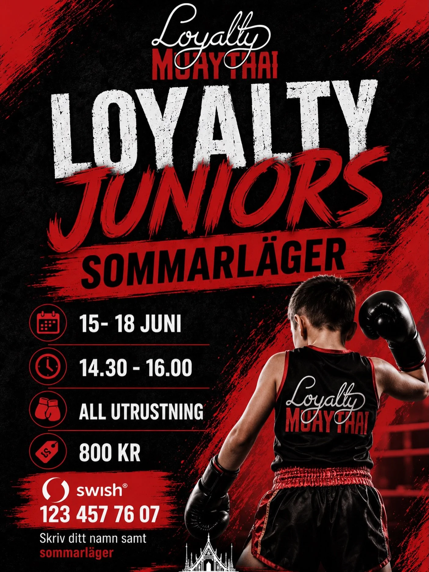 ☀️🔥 AVSLUTA SOMMAREN MED OSS! 🔥☀️

Vi rundar av sommaren p&aring; b&auml;sta s&auml;tt med ett grymt sommarl&auml;ger f&ouml;r v&aring;ra ungdomar mellan 13&ndash;17 &aring;r! 🥊💥

Under 4 dagar kommer vi k&ouml;ra extra fokus p&aring;:
🔥 Teknik
