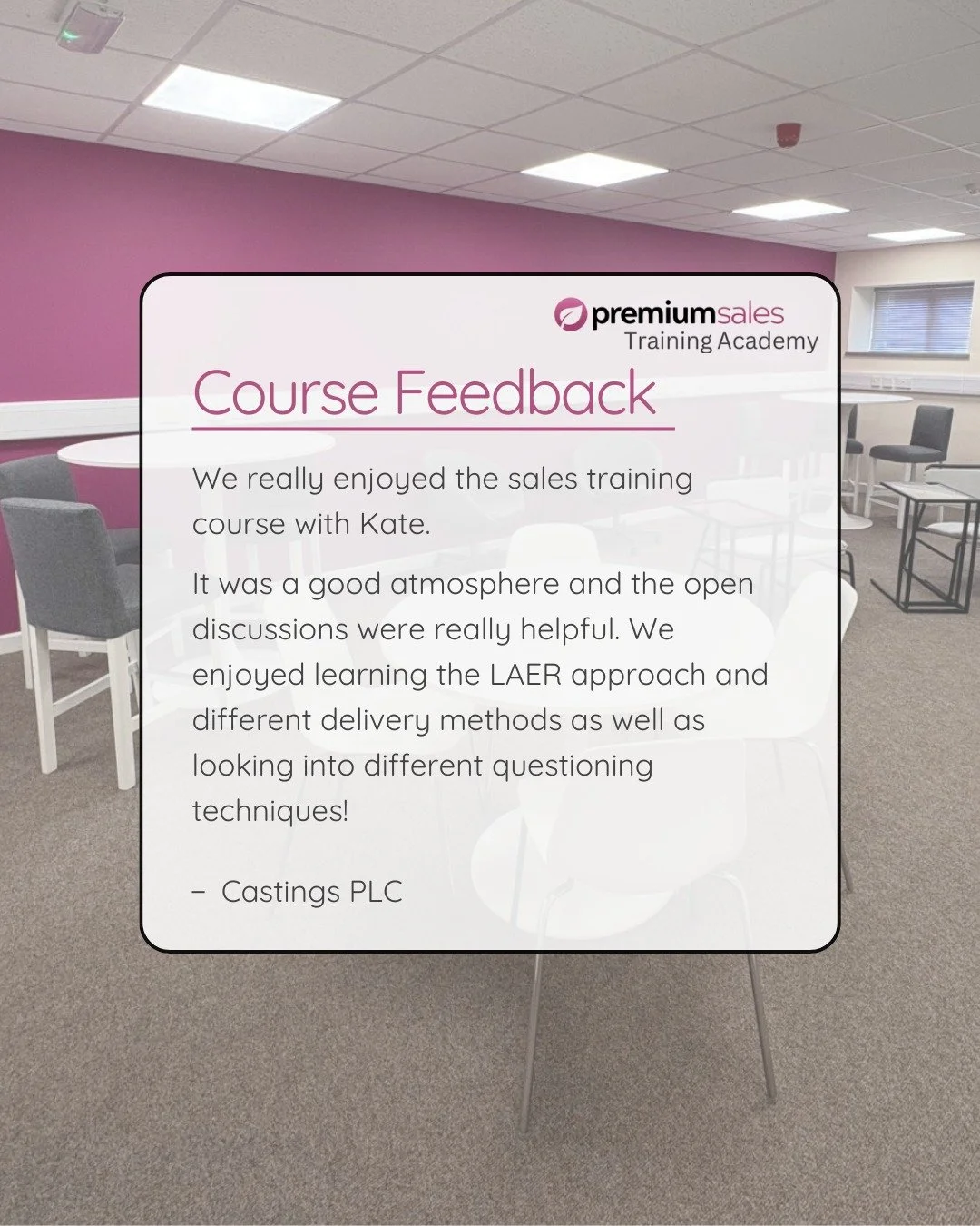 Last week, we held a Bespoke sales training course for Castings P.L.C., covering Objection Handling &amp; Negotiation! 

Here is what the team thought of the day! 

Thank you to everyone who attended, we really enjoyed having you all in for training 