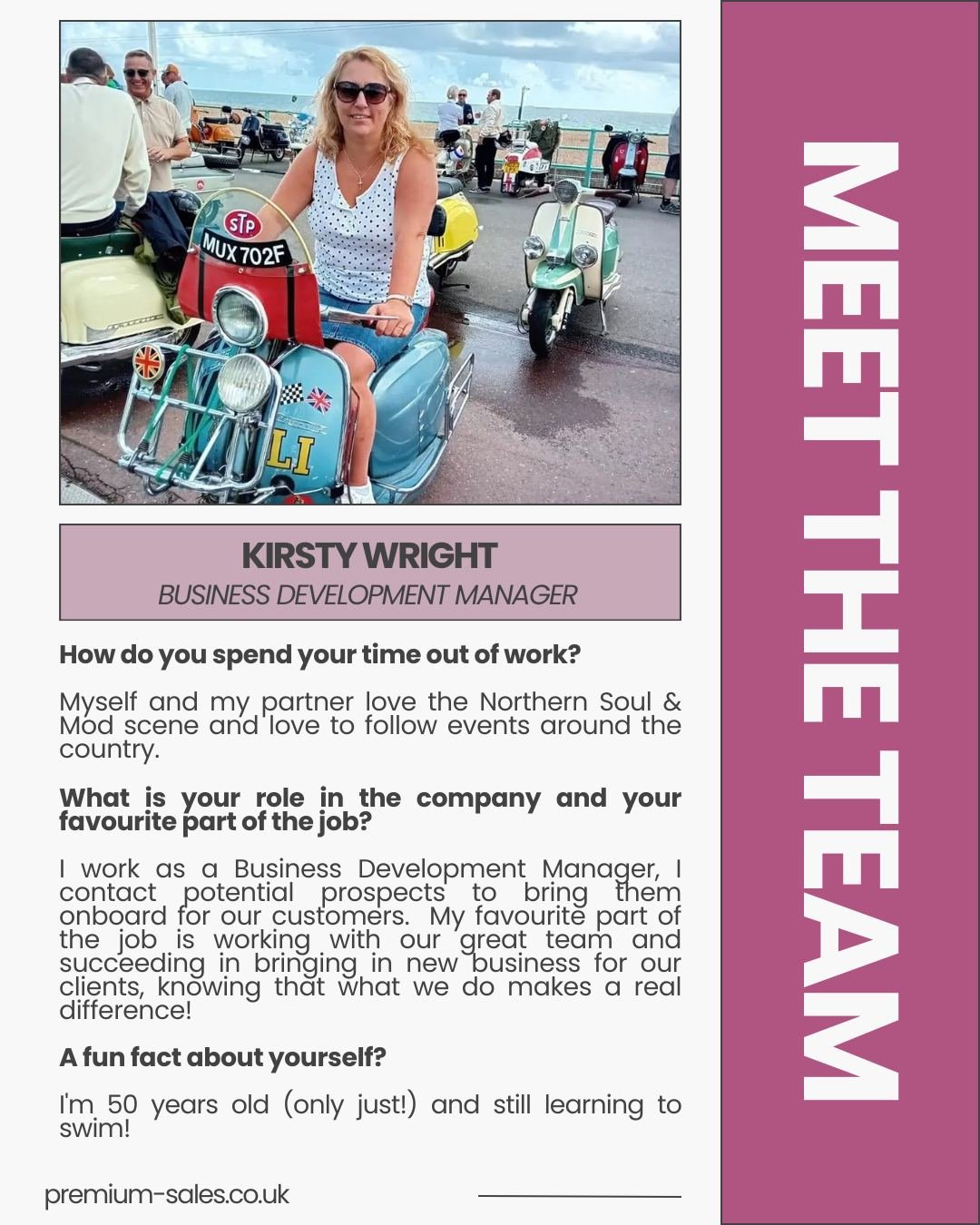 It's time to meet Kirsty!! 

Kirsty is one of our Business Development Managers, she is involved in hitting the phones every day aiming to gain opportunities for our customers and pushing for conversions. 

She is a star in the team, hitting her targ