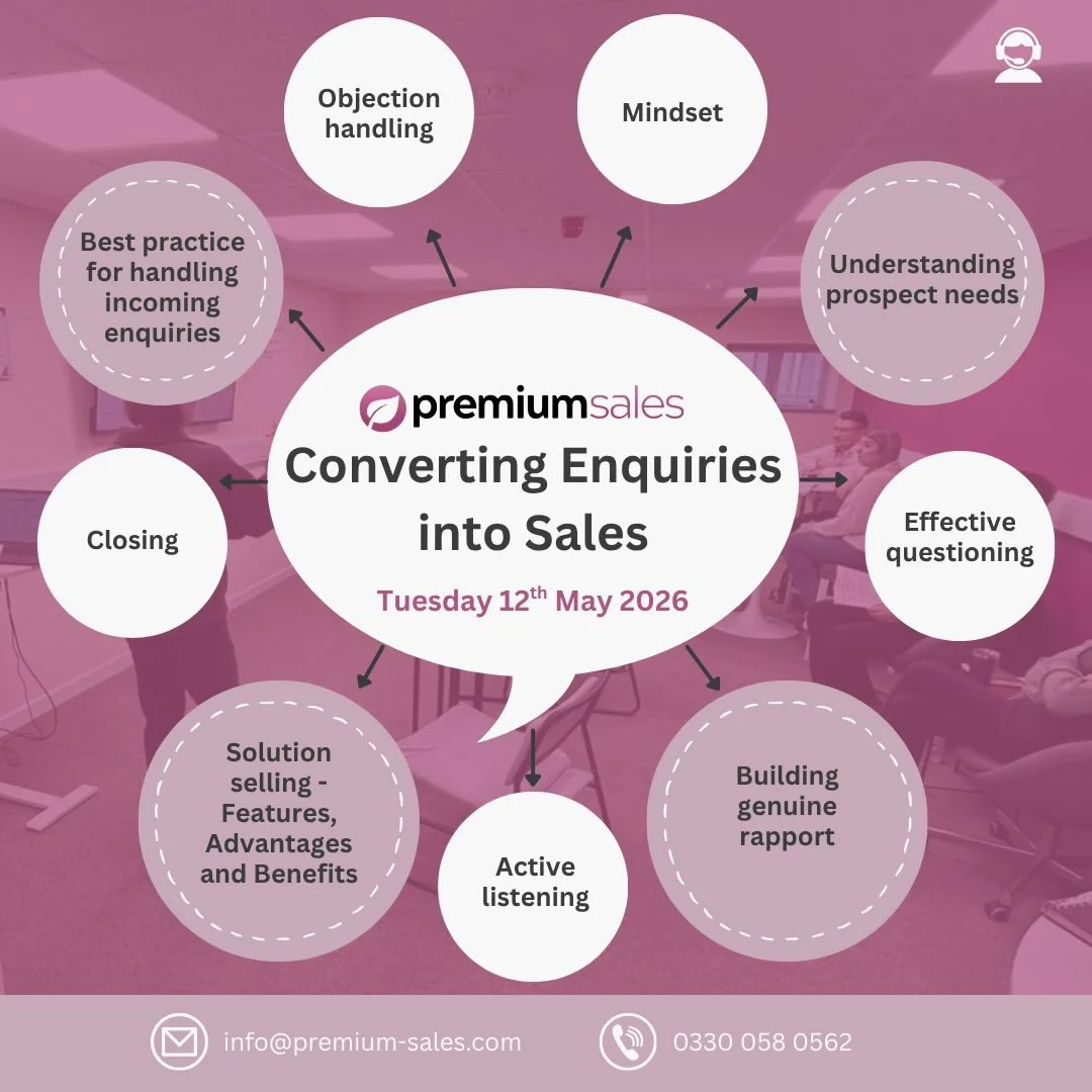 We have a few spots available on our next Converting Enquiries into Sales training course - Tuesday 12th May 2026!

Our training course is designed to help you close more deals, build confidence, and get real results 💼🔥

Get in touch with our team 