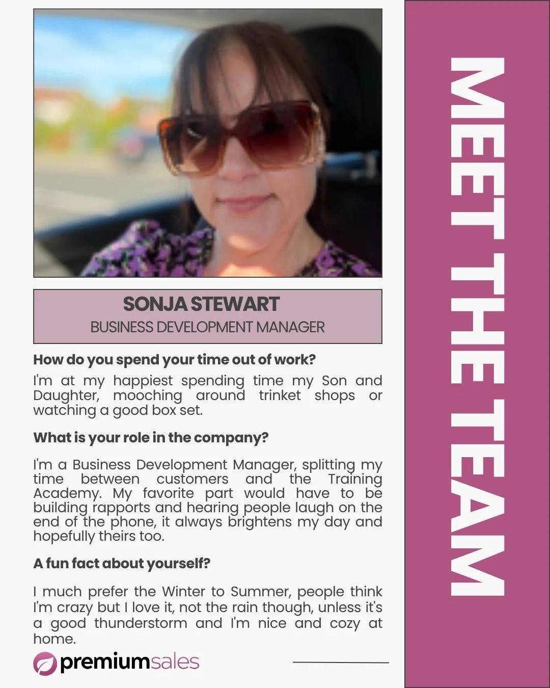 🌟It's time to meet the team! Introducing Sonja!

Sonja is one of our newer team members and splits her time between supporting our customers and contributing to the Training Academy, already bringing great impact to both. 

Sonja has settled in real