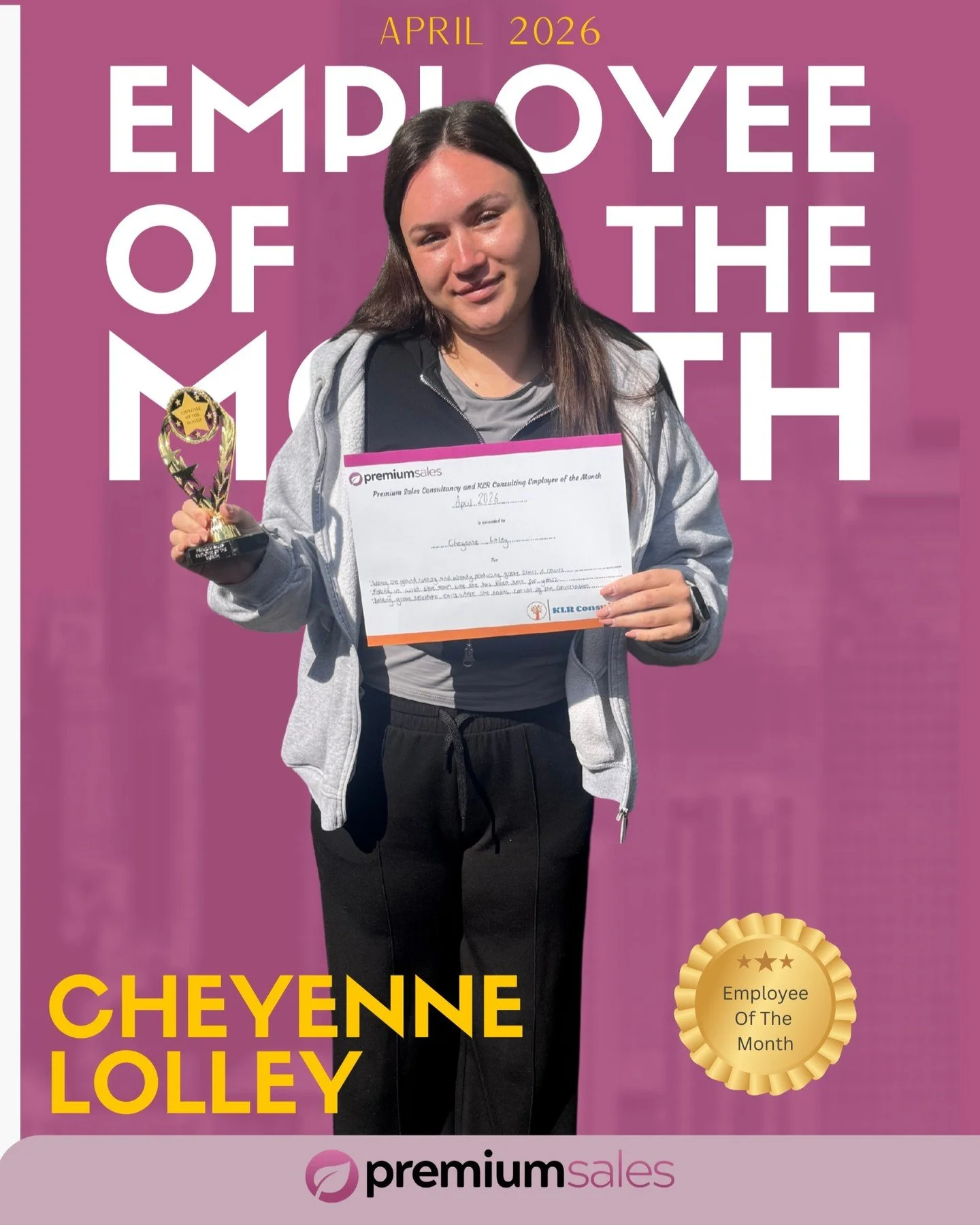 A huge congratulations to Cheyenne for winning our April Employee of the Month! 👏

Despite only being with us a short time, Cheyenne has settled in quickly&mdash;She&rsquo;s confident on the phone, asks the right questions, and consistently delivers