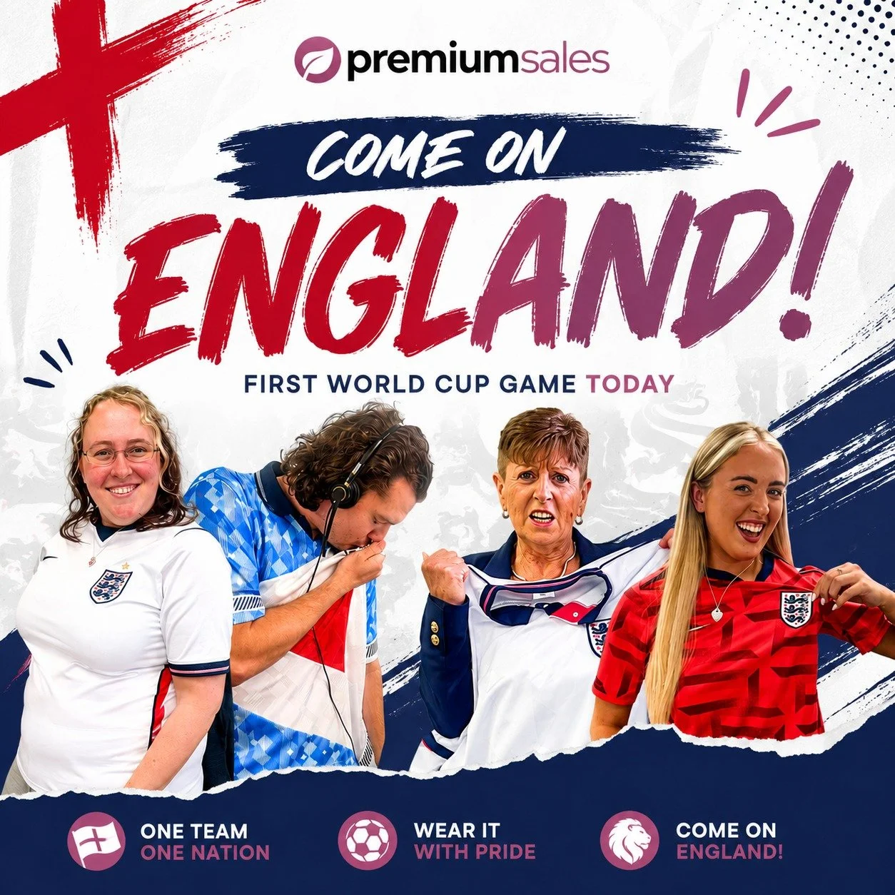 The shirts are on, the team spirit is high, and we're ready for England's first World Cup game! 🏆⚽️

Our Premium Sales team are showing their support today by wearing their England colours to work. Here's hoping for the perfect start to the tourname