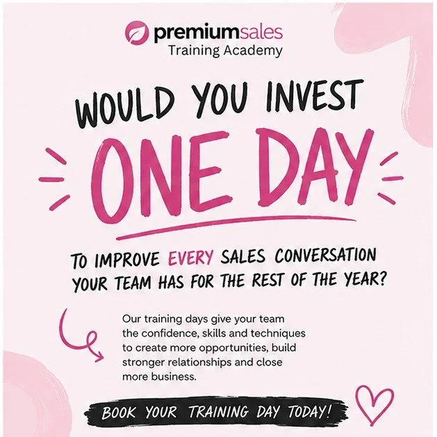 Would you invest ONE day to improve every sales conversation your team has for the rest of the year? 🤔

The best investment you can make isn't always in new software or bigger budgets...

Sometimes it's in your people.

Our training days are designe