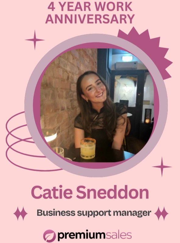 💜 Happy 4-Year Work Anniversary, Catie! 💜

Four years of hard work, dedication, and always being there for the team. 👏
Catie is a huge part of Premium Sales and someone you can always rely on. 

Whether it's offering support, solving a problem, or