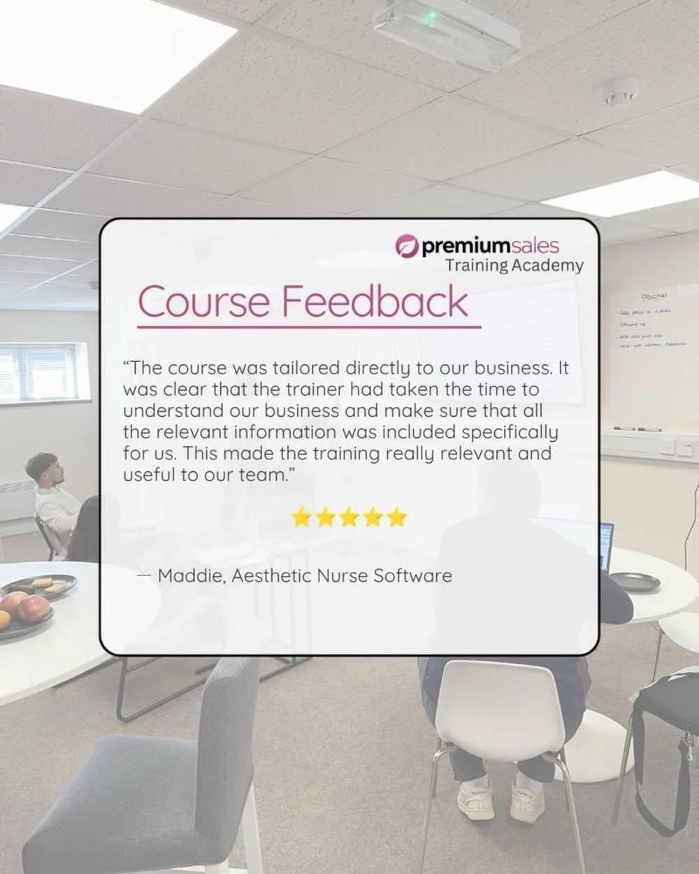 A huge thank you to Maddie at Aesthetic Nurse Software for this fantastic feedback following one of our bespoke sales training courses! 💬✨

We loved working with the team and tailoring the training specifically to their business, ensuring the conten