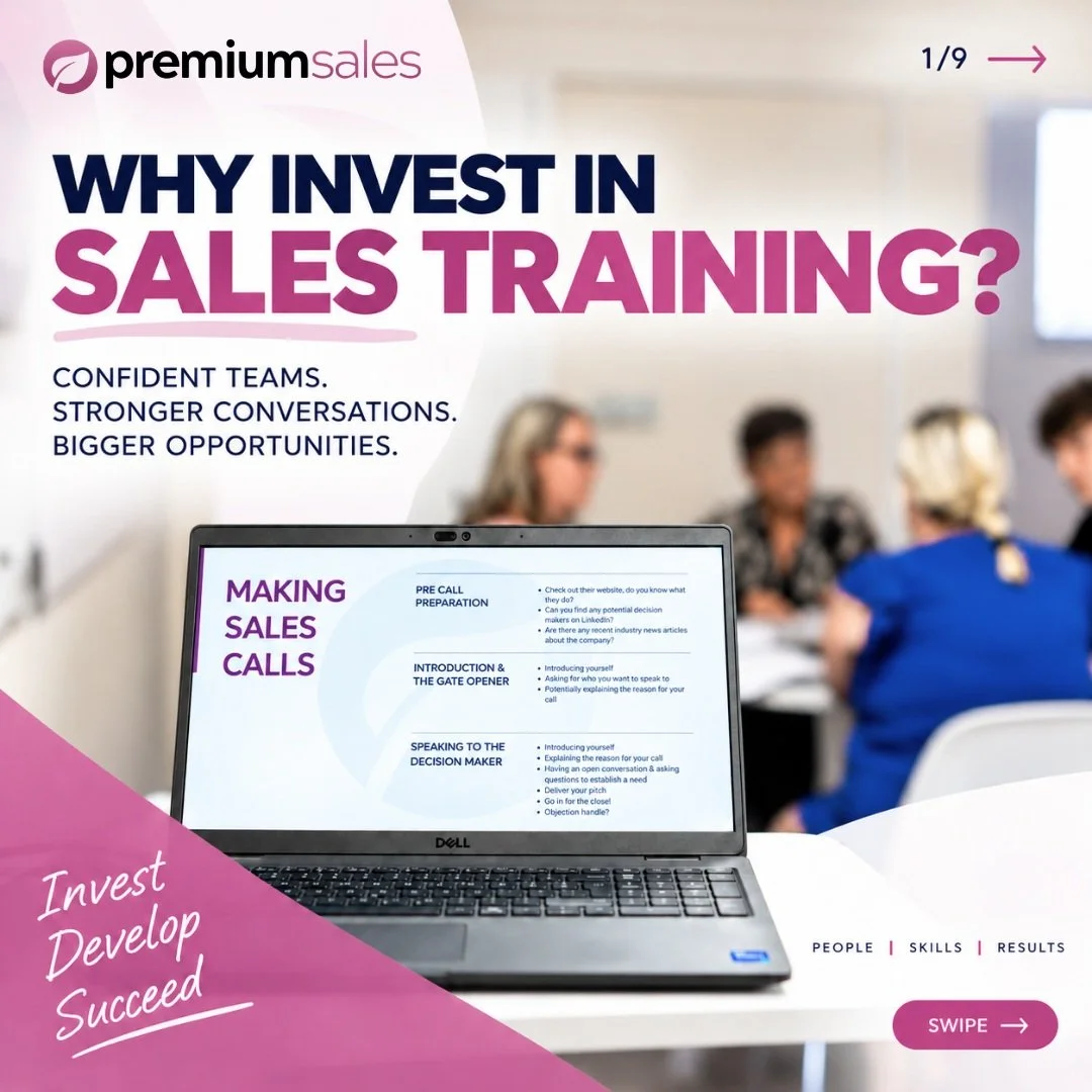 📈 WHY INVEST IN SALES TRAINING?

Great sales and customer service skills aren&rsquo;t something you learn once and never revisit.

Whether you&rsquo;re speaking to prospects, handling enquiries, managing existing customers or leading meetings, ongoi