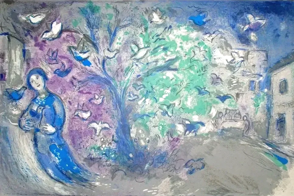 Marc Chagall - Bird Chase - Litogrphy