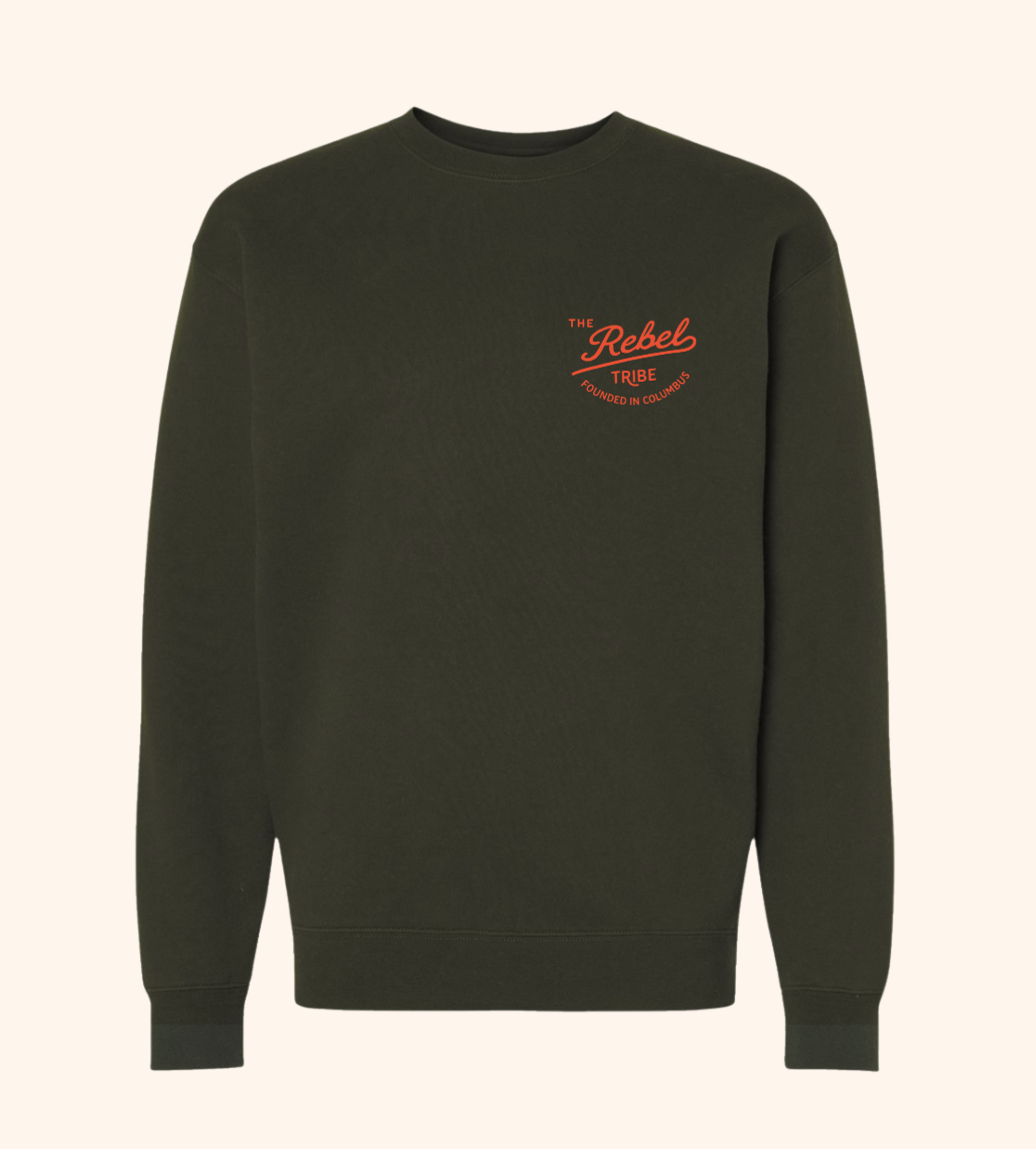 Olive Embroidered Logo Crew Fleece (Unisex)