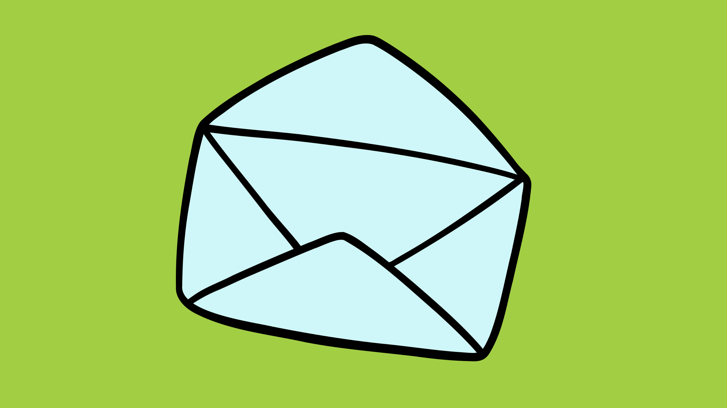 A hand-drawn illustration of a light blue diamond against a green background.