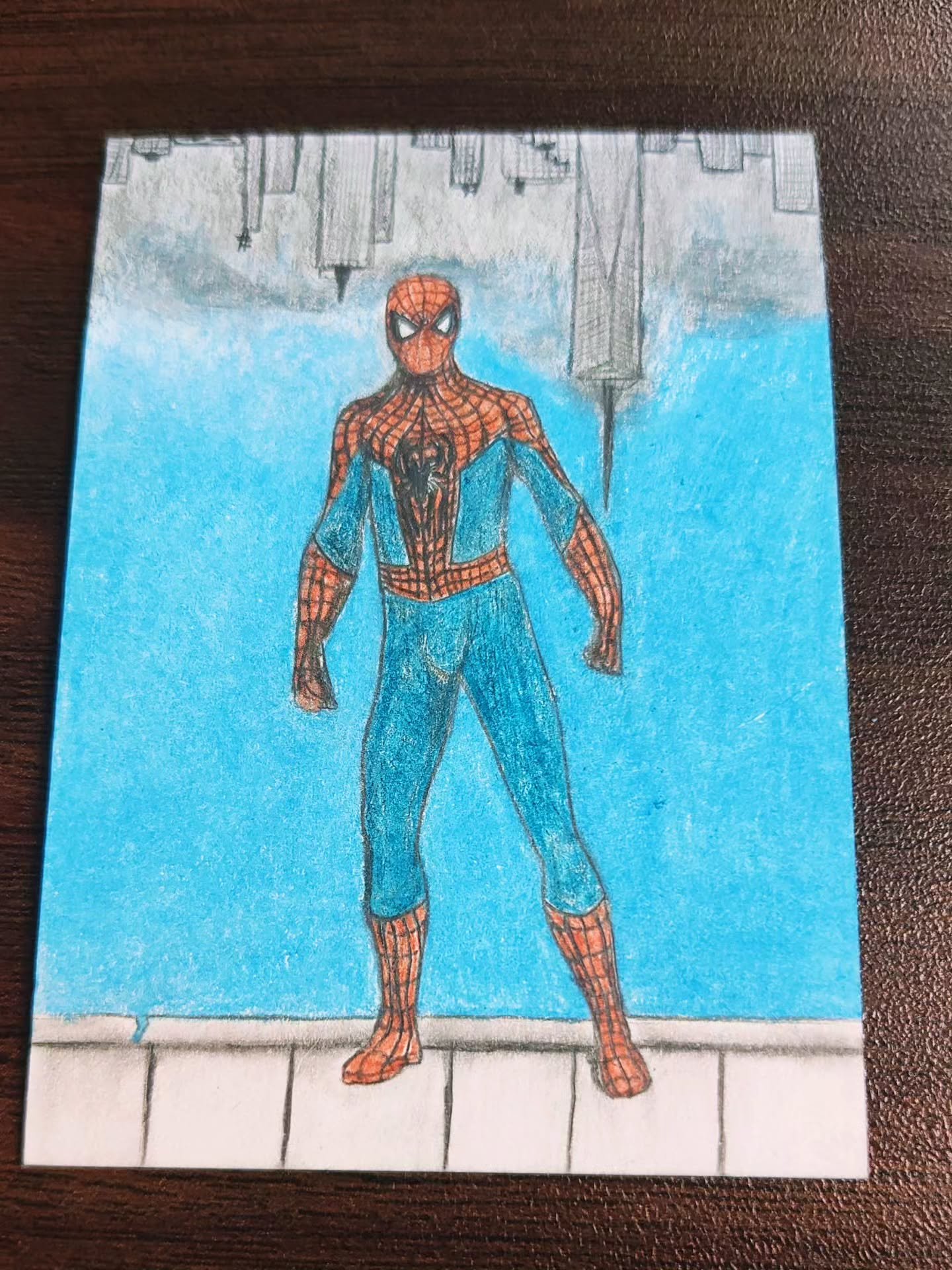 A Little line work practice on a fancy "down-side-up" Spiderman.
