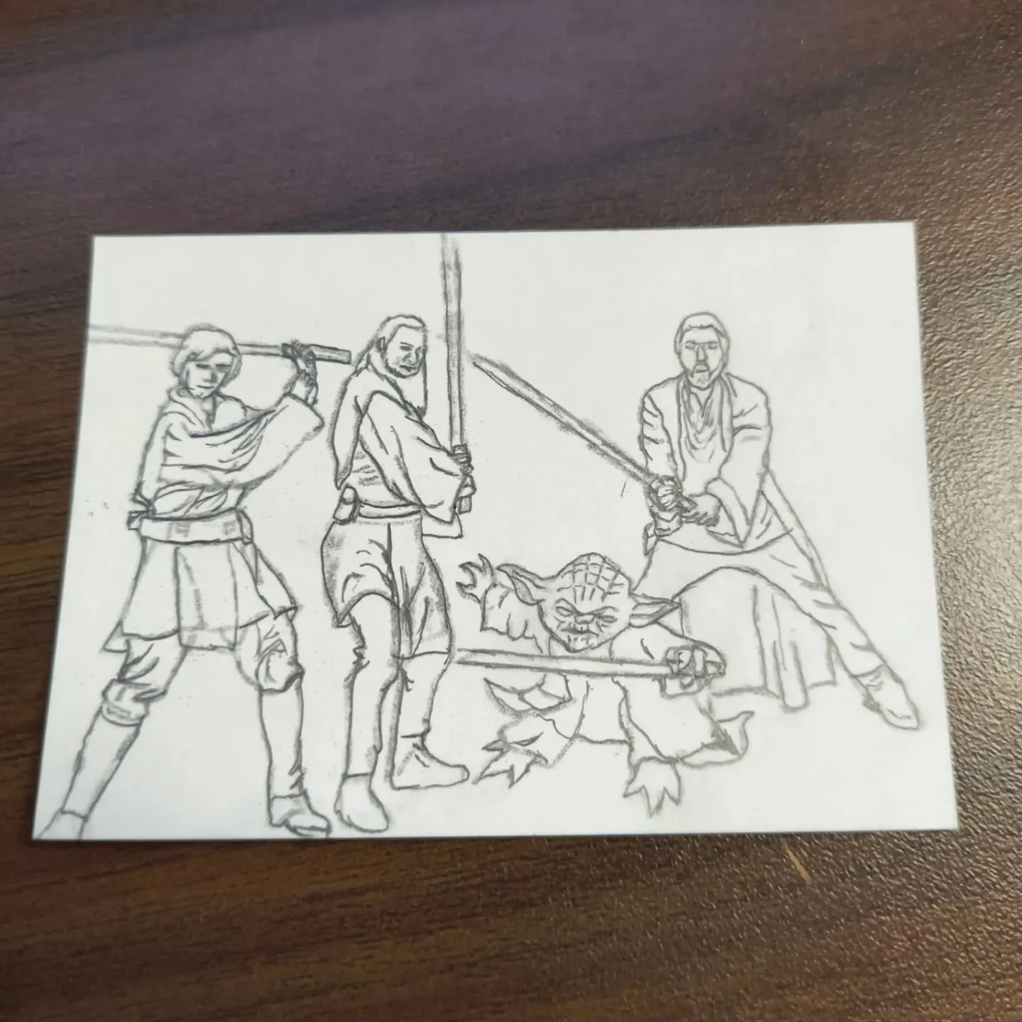 Jedi A La Bees! 
Swipe to see the finished card 👏👏
They aren't perfect... but they are better than expected. This one was definitely a challenge. 

Thank Apollo and @doodle_imp for the heads up on the fancy Derwent pencil sharpener. Never would hav