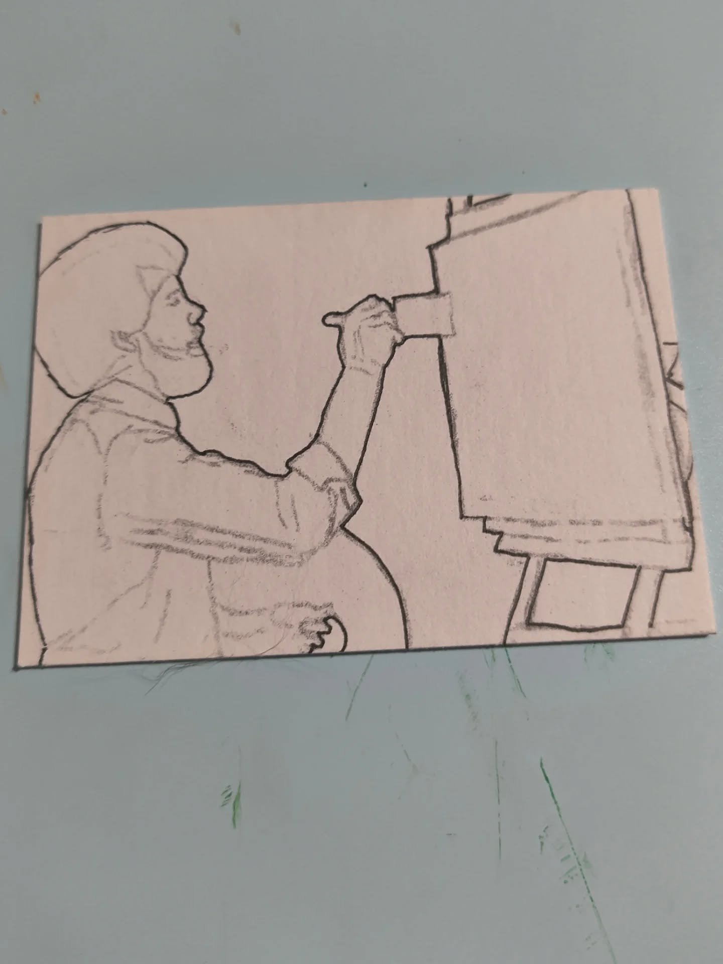 NUMBER 5 in &quot;The Bob Ross Series by CollectaBees&quot; is complete!

We now have a Happy Little Baylan Skoll 

#baylanskoll #art #sketch #card