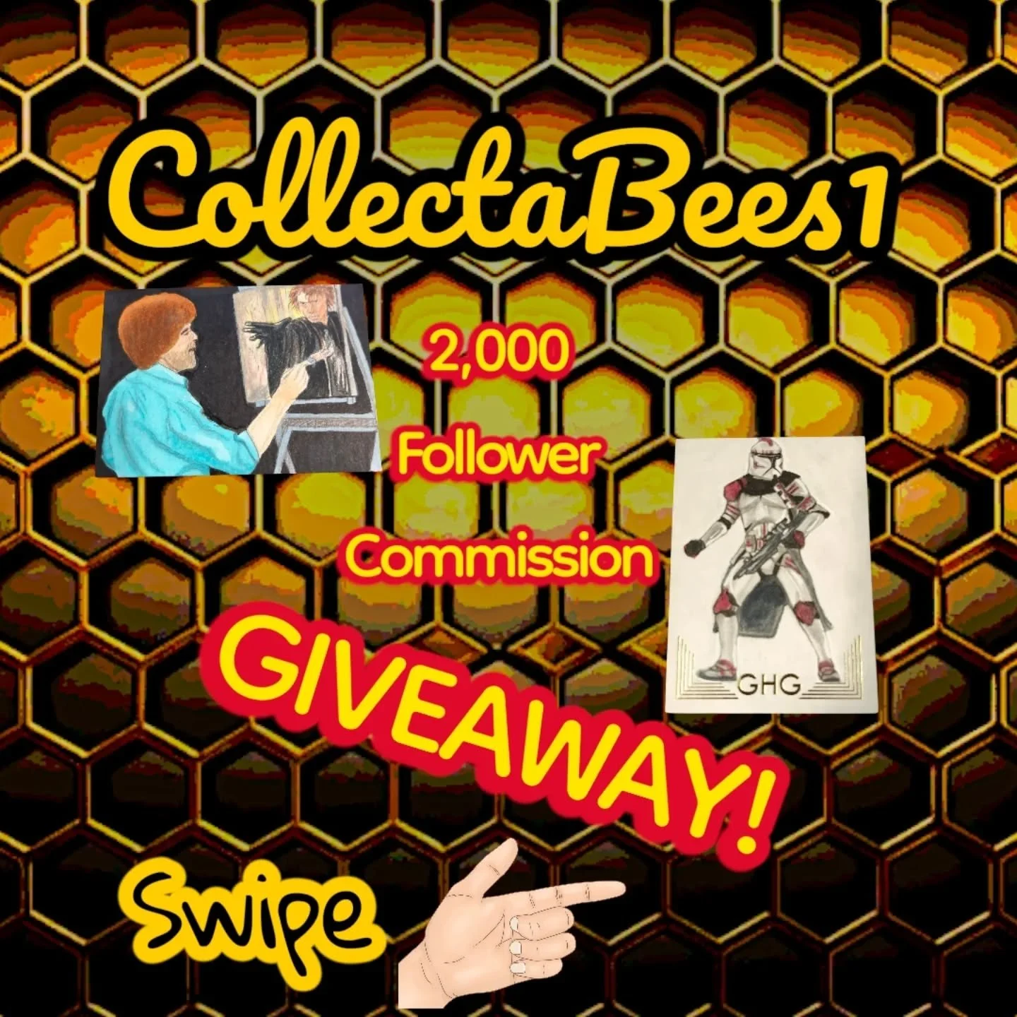 📣Free Art Giveaway📣

We are knocking on the door of 2,000 followers and we are going to CELEBRATE! 1 Random comment will be chosen to receive a free 2.5x3.5 inch standard sized sketch card of their choice by me! 

Rules: 
1: Follow me, Collectabees
