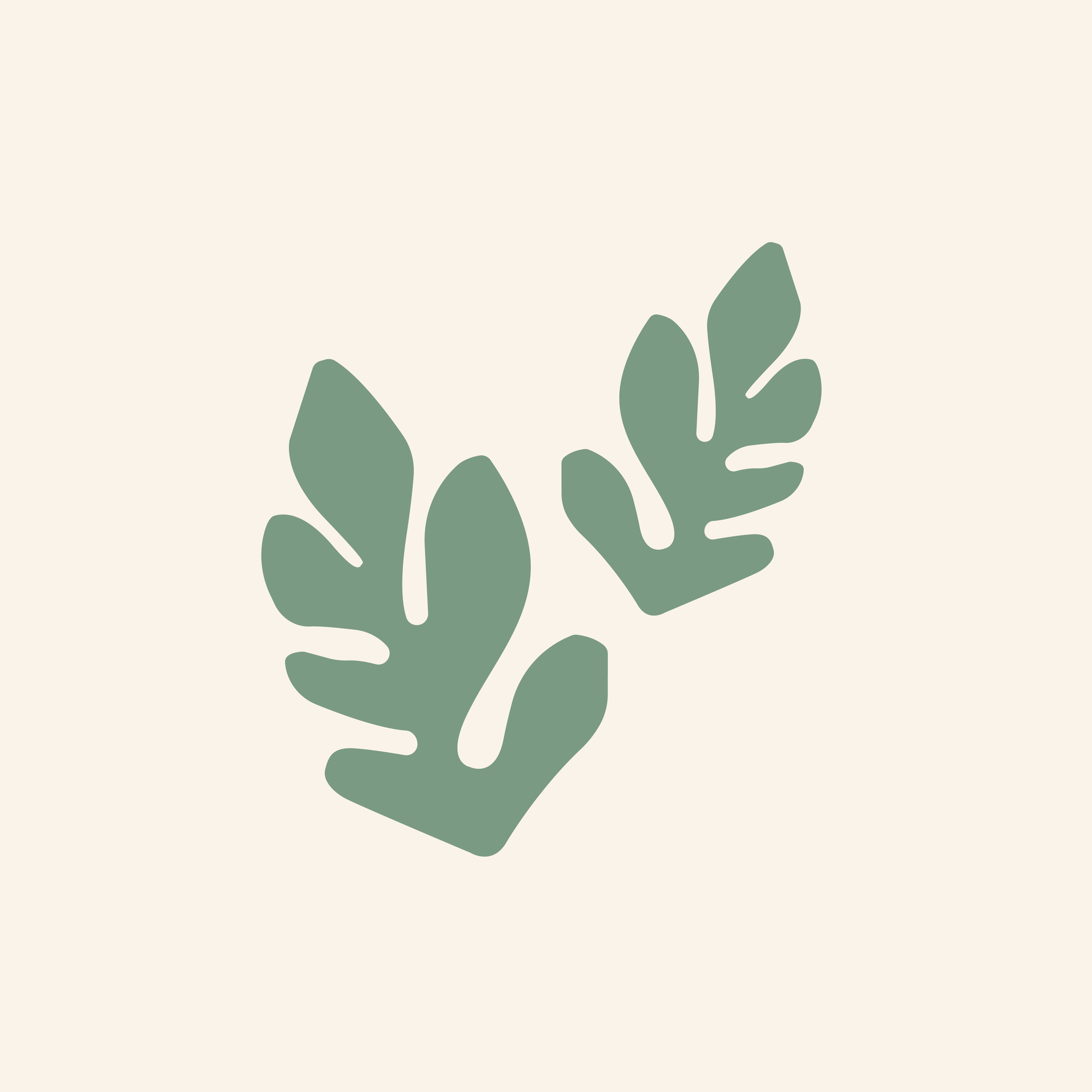 Simbolo stilizzato di due foglie di felce in colore verde su sfondo chiaro