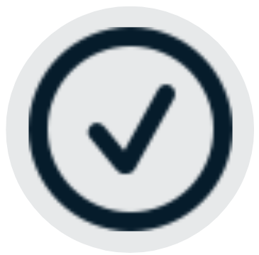 Checkmark inside a circle indicating approval or completion