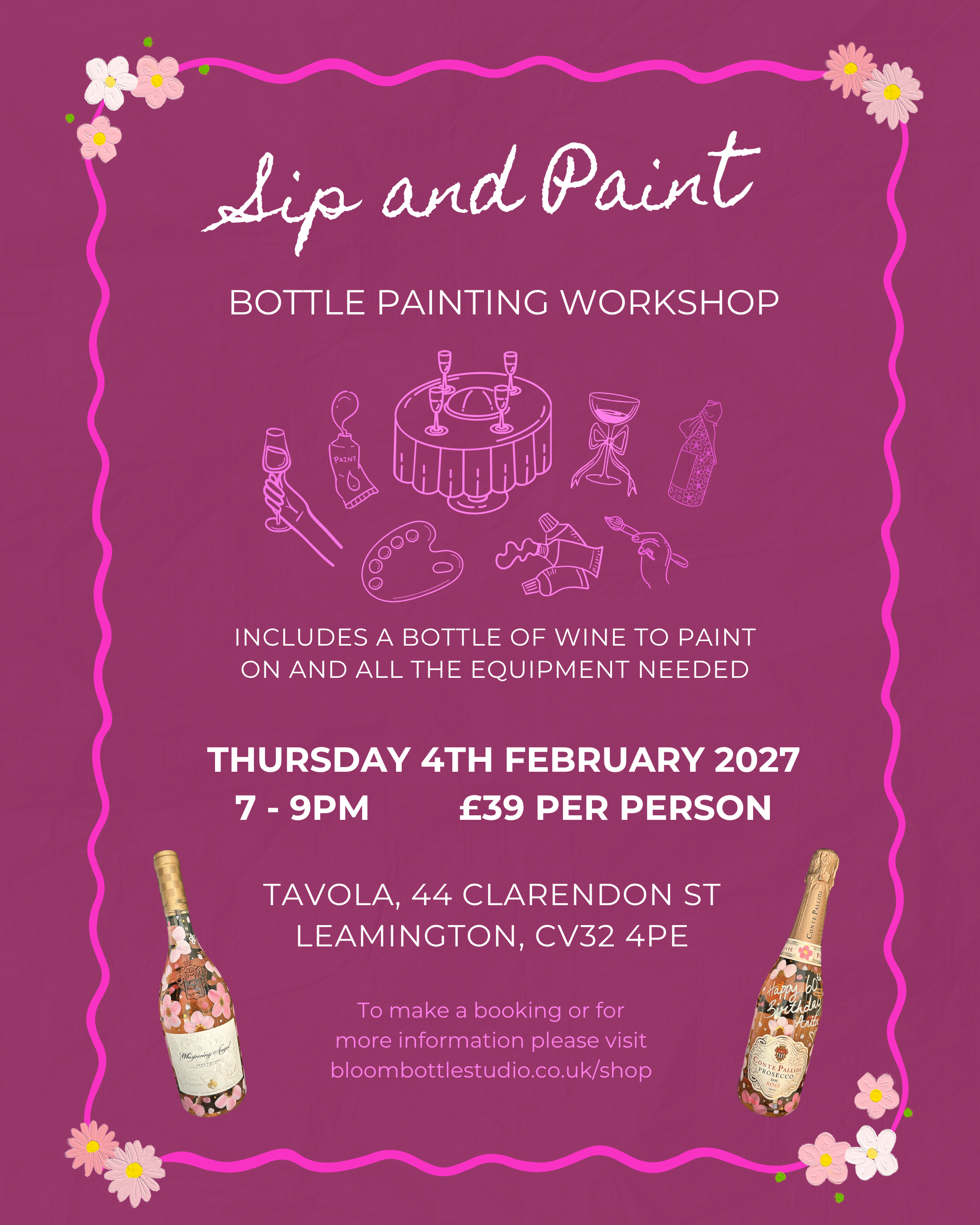 Bottle Painting Workshop - Tavola, Leamington Spa 4th February