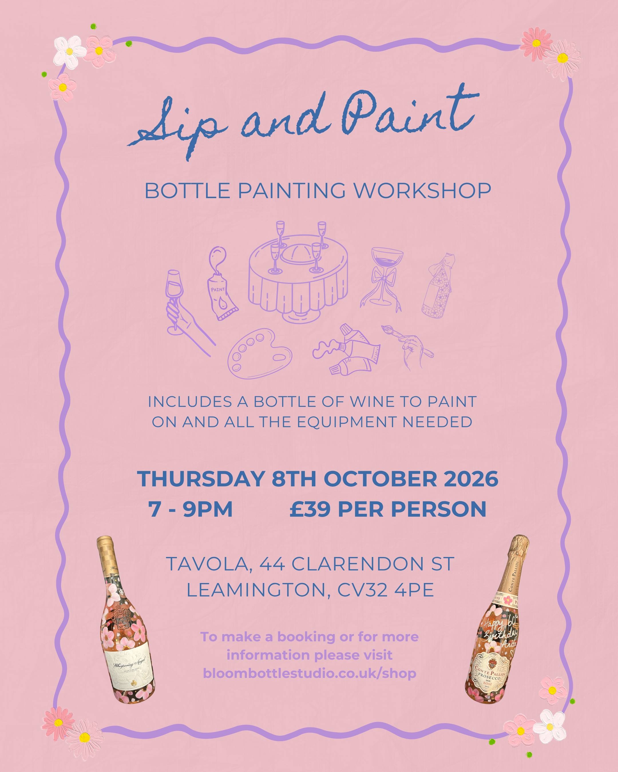 Bottle Painting Workshop - Tavola, Leamington Spa 8th October