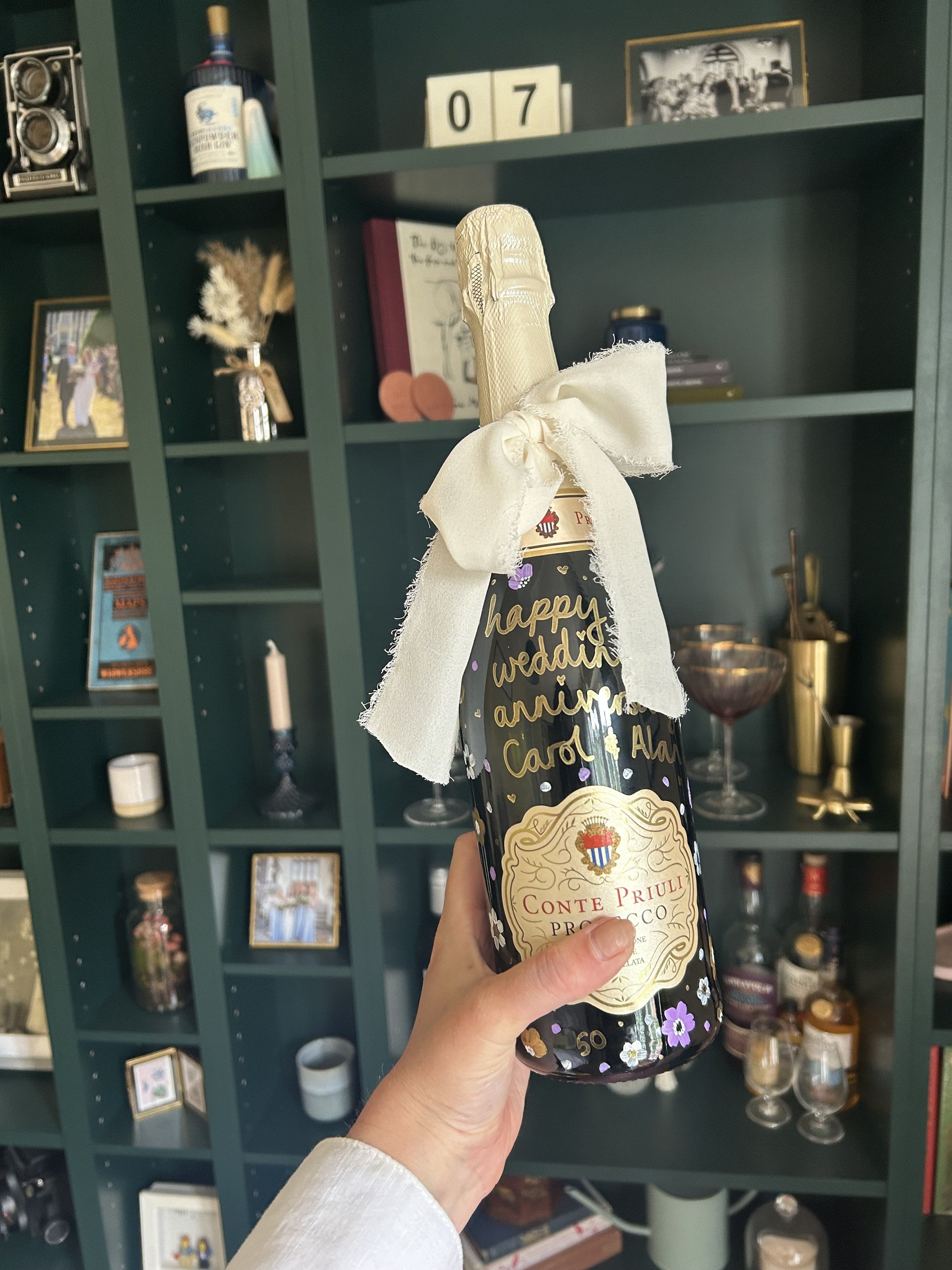 Prosecco with Hand Painted Florals