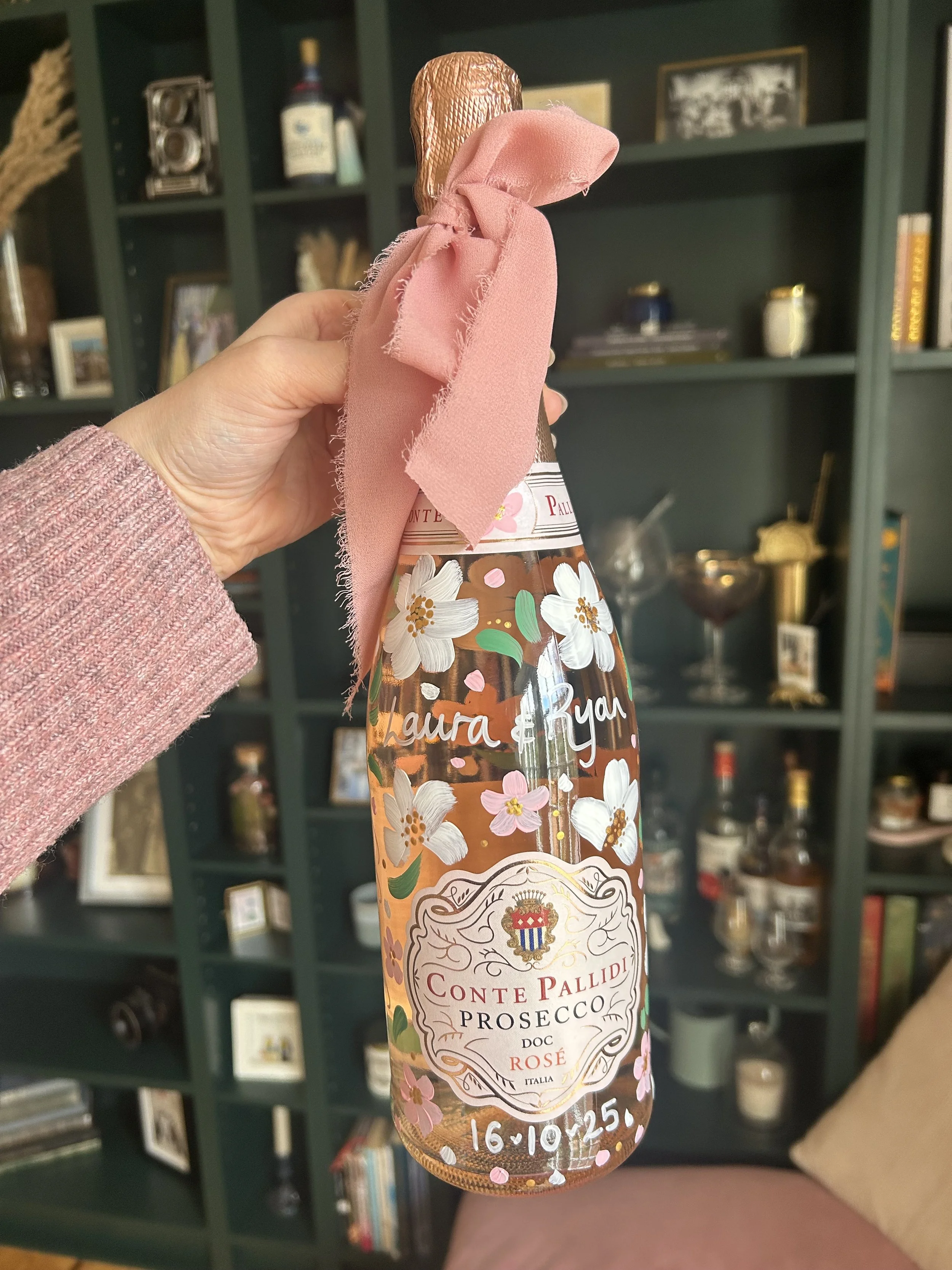 Rosé Prosecco with Hand Painted Florals
