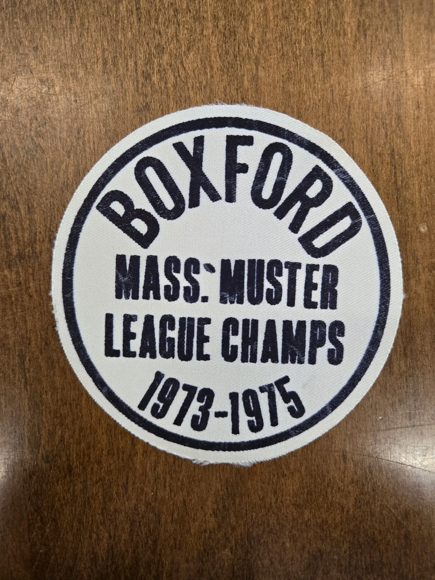 Yesterday, David Smallman donated this patch from the Boxford Firemen's Muster Team. After 3 years of consecutive wins, the trophy was retired and kept by the winning team. The Boxford Fire Department still has the trophy won in 1975!
#Boxford #box
