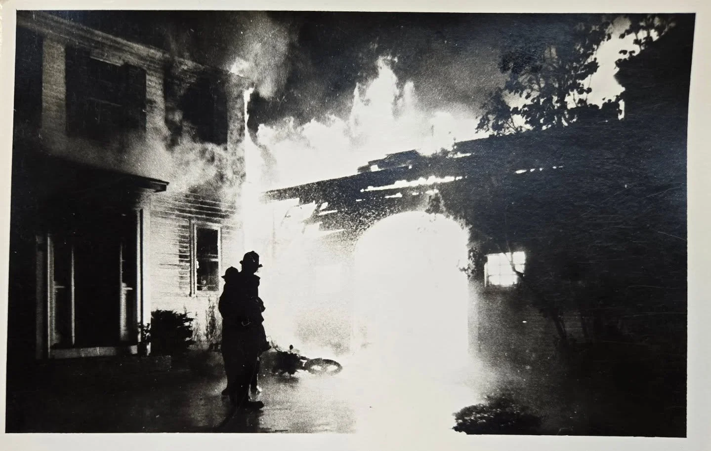 Where is it Wednesday! These  photos were just donated TODAY by Mr. Peter Perkins. He said he entered the burning building through a window and got a big hit to the head as a beam fell on him, knocking off his helmet, but thankfully he lived to tell 